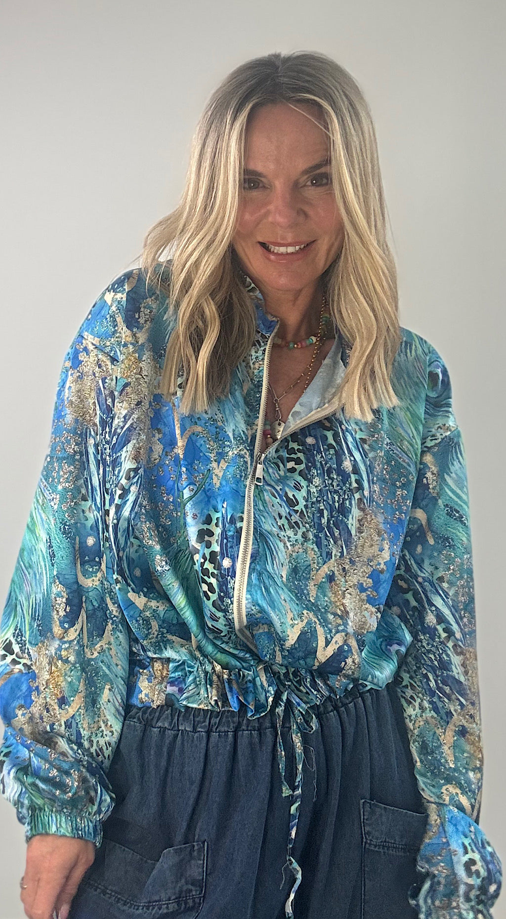Oh the 80's bomber blue peacock