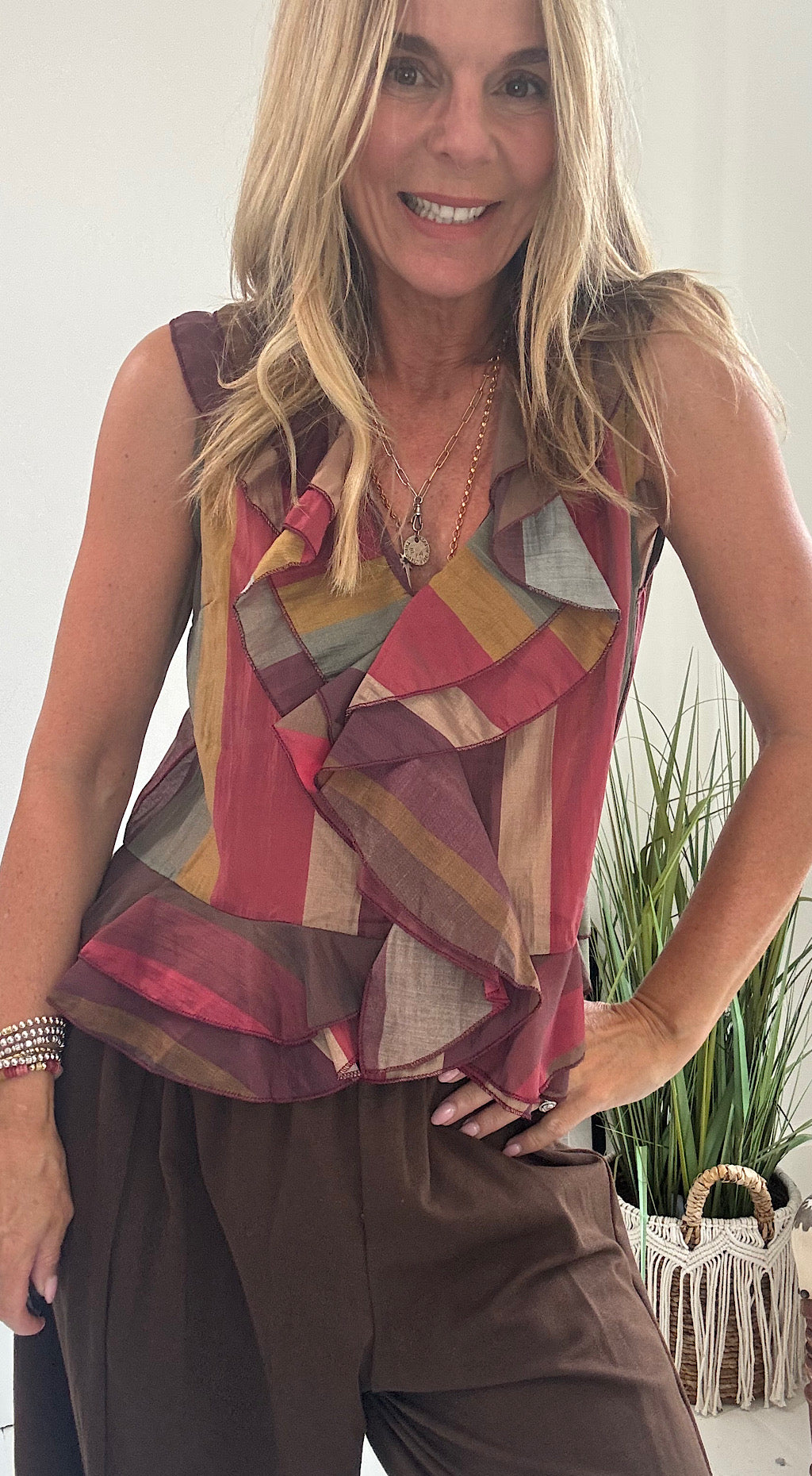 Stripe ruffle top