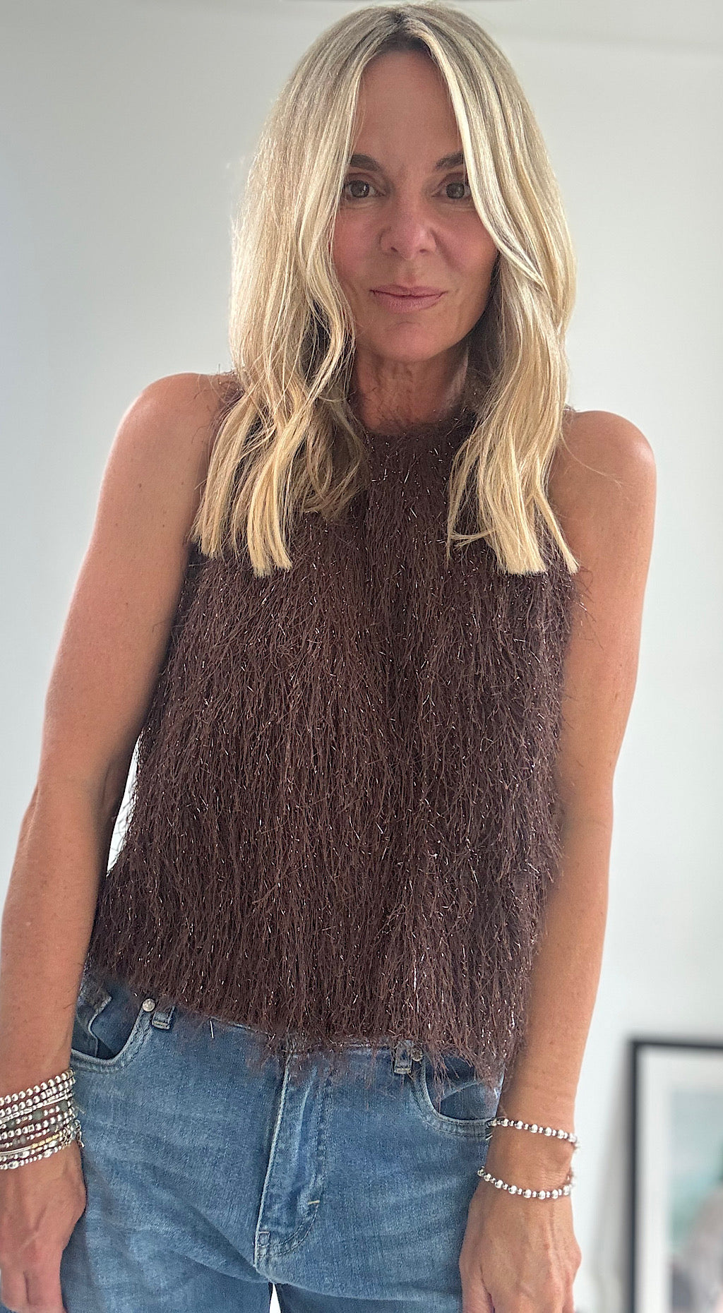 Retro Shimmy Top - brown