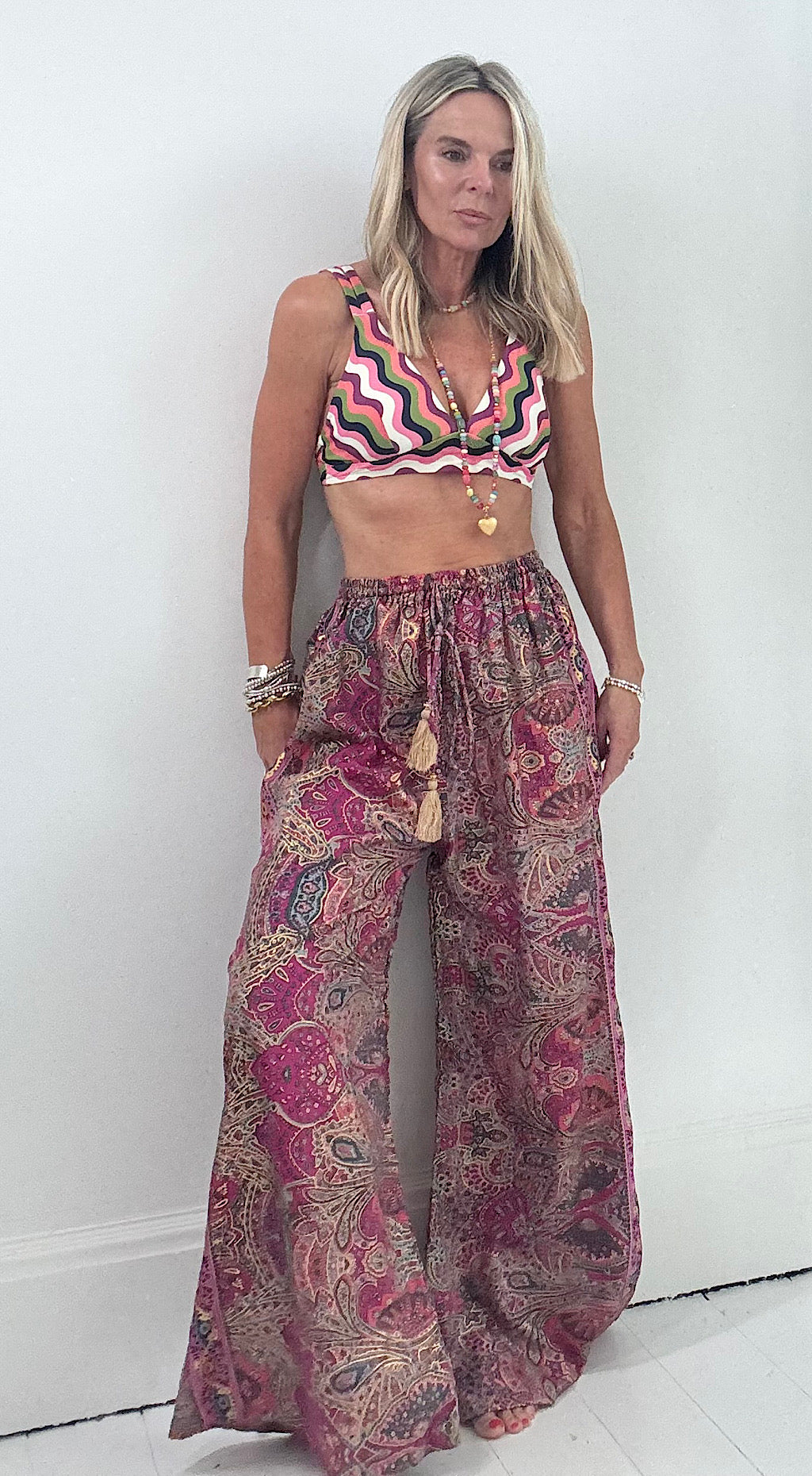 Indian silk trousers deep pink