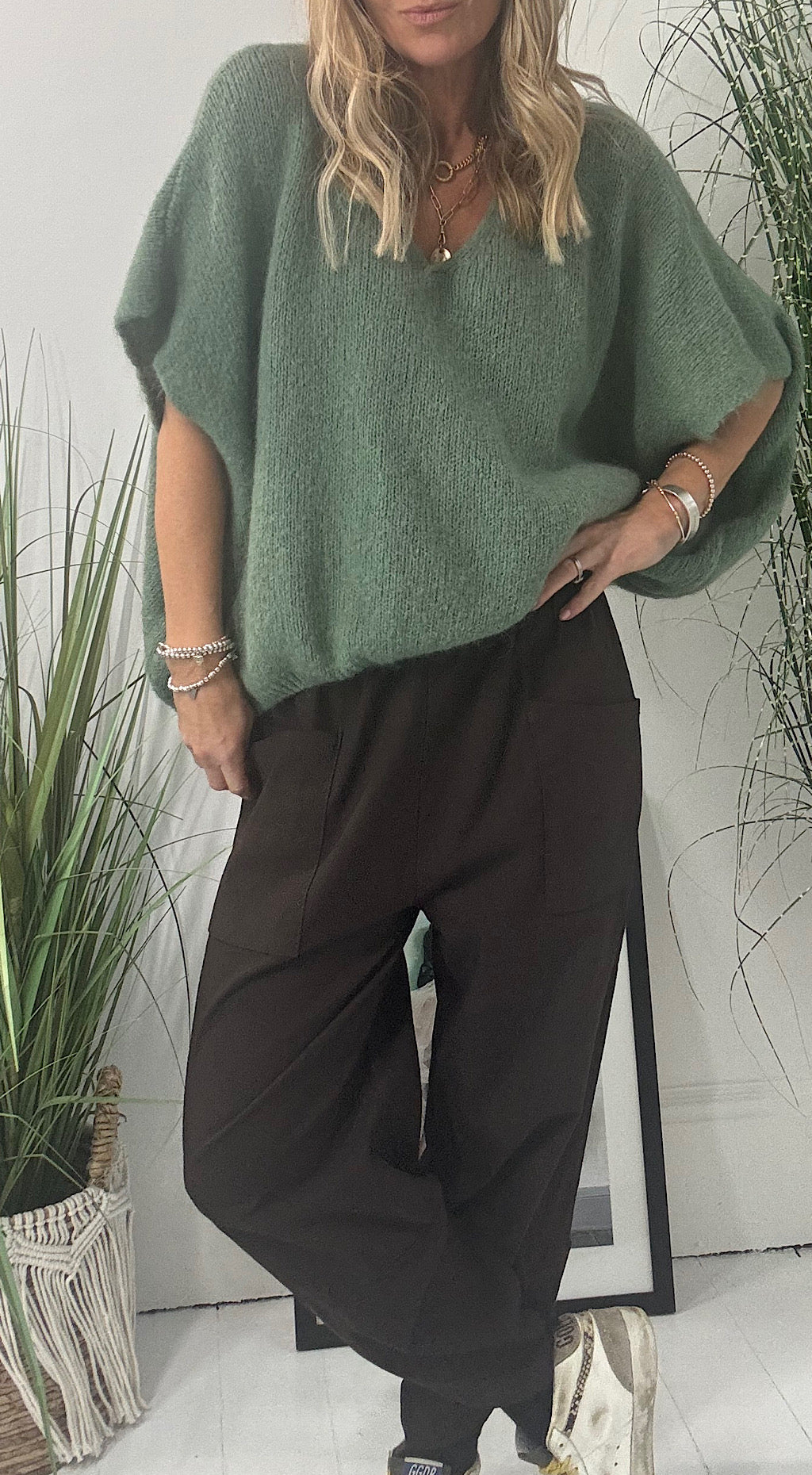 Cocoon pocket pants canvas brown