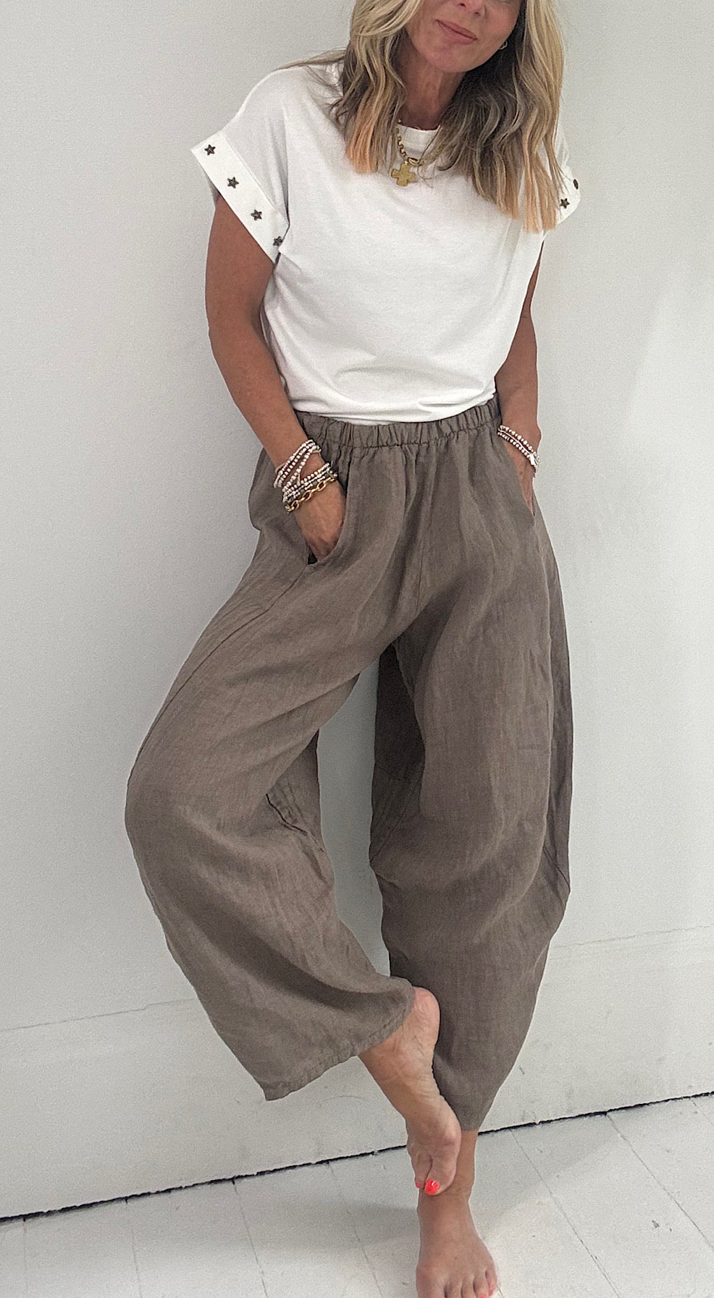 Linen Cocoon Pant Mocha