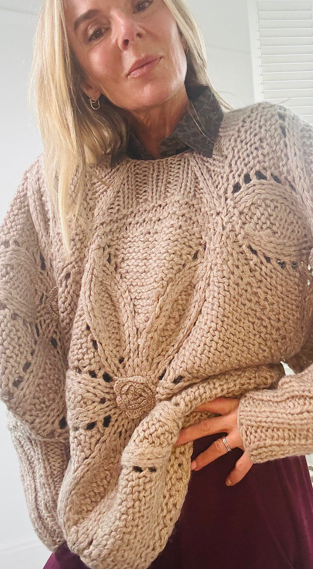 Handmade knit mocha