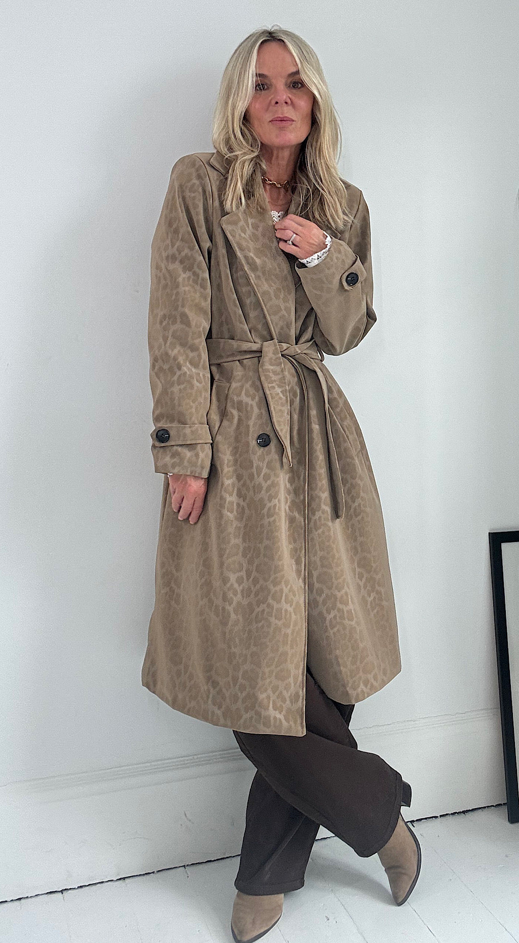 Trench Coat - muted leopard