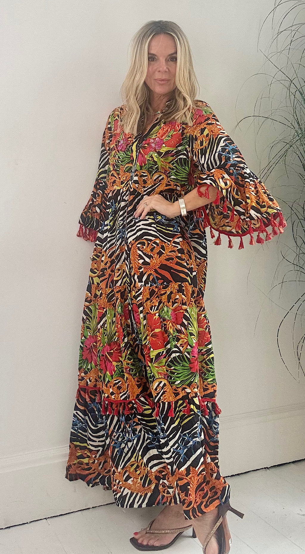 Zebra Indian shirt maxi