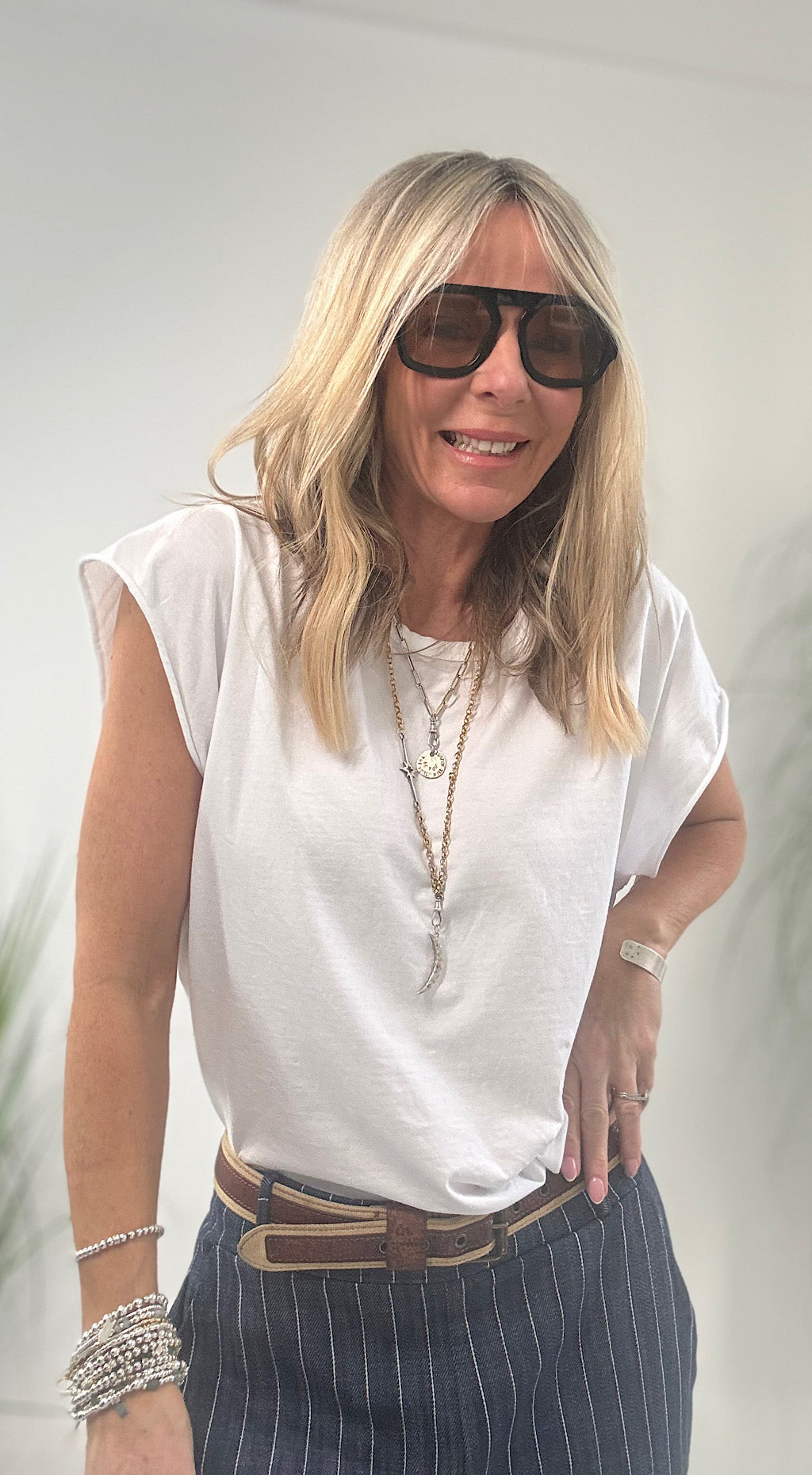 Cap Sleeve Tee White