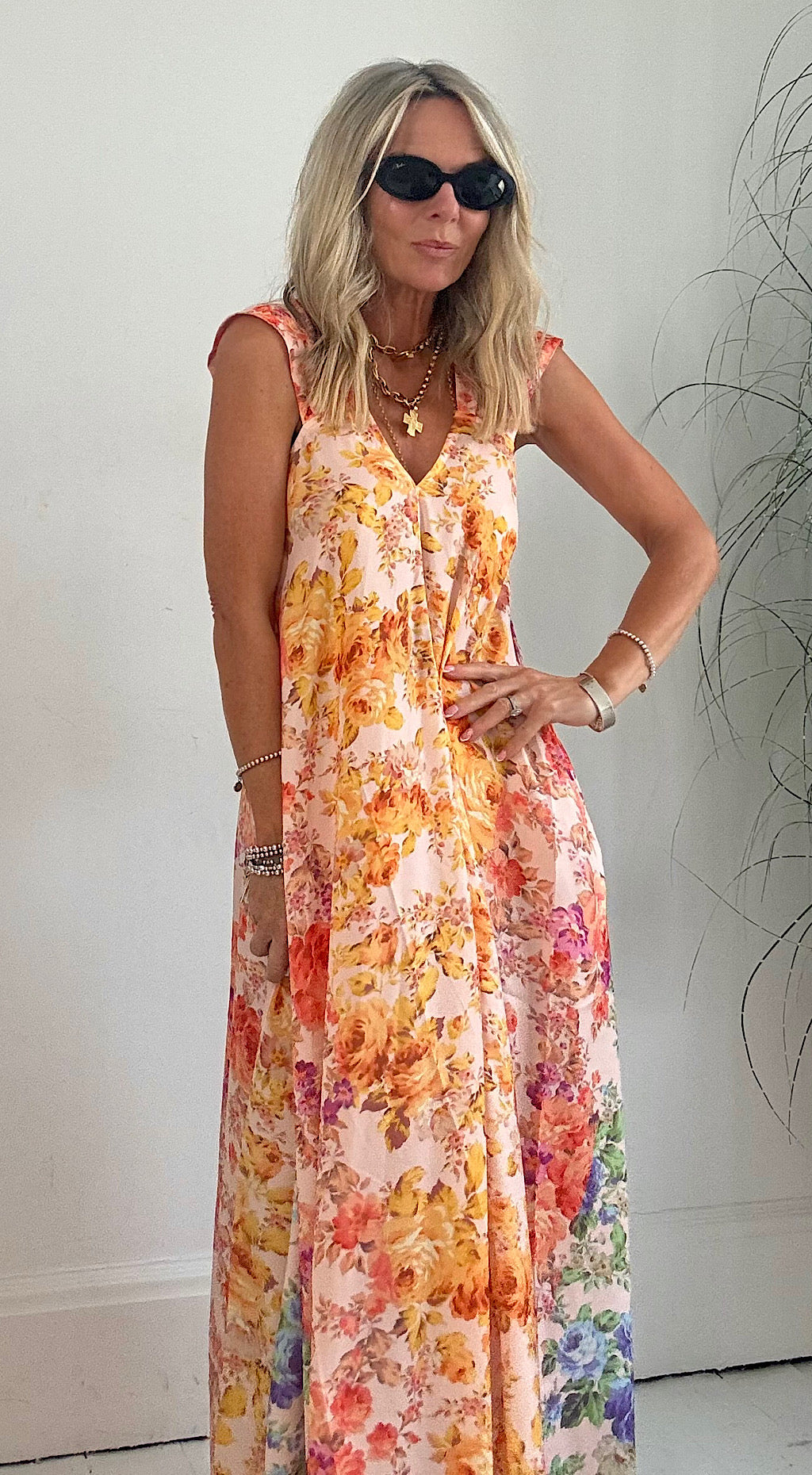 Pocket floral maxi dress