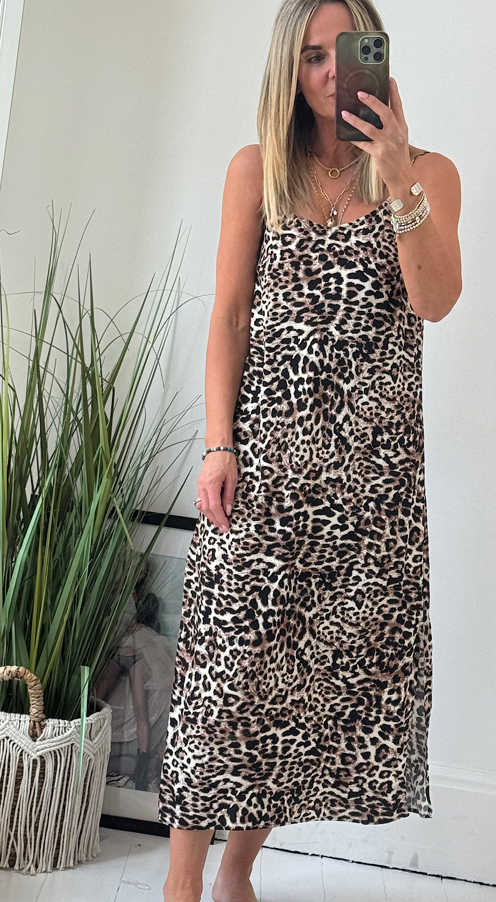 Joella Slip Dress - Leopard print