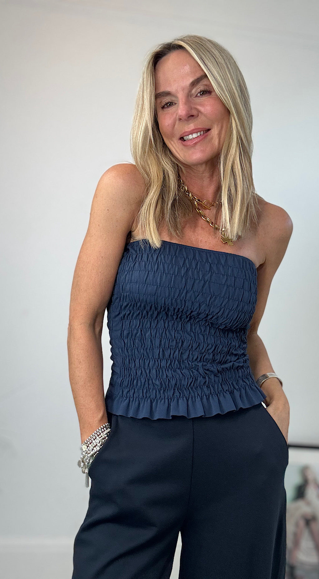 Handy boob tube navy