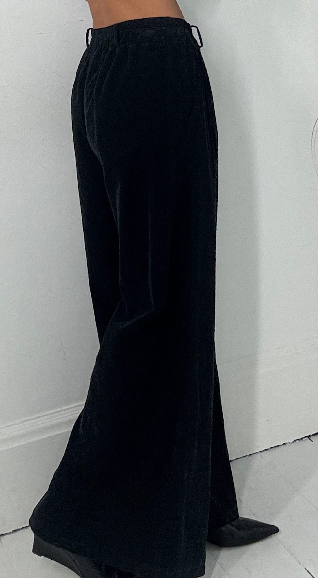 Belted Cord Trousers Black