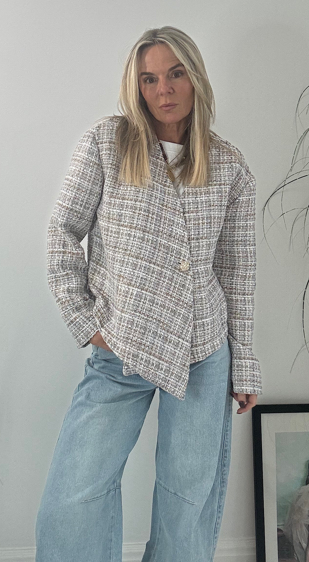 Asymmetric Tweed Jacket