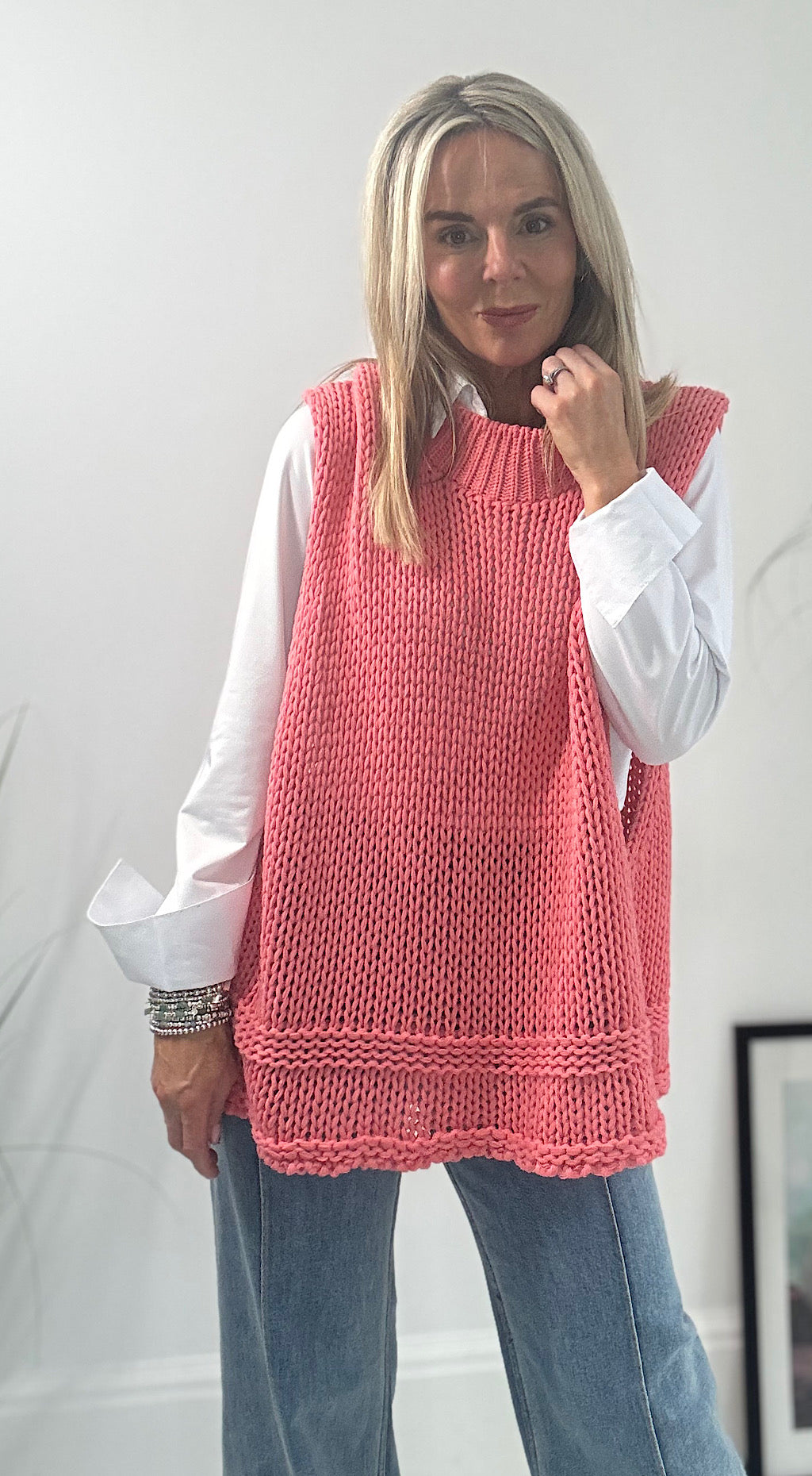 Knitted Tank Top - coral