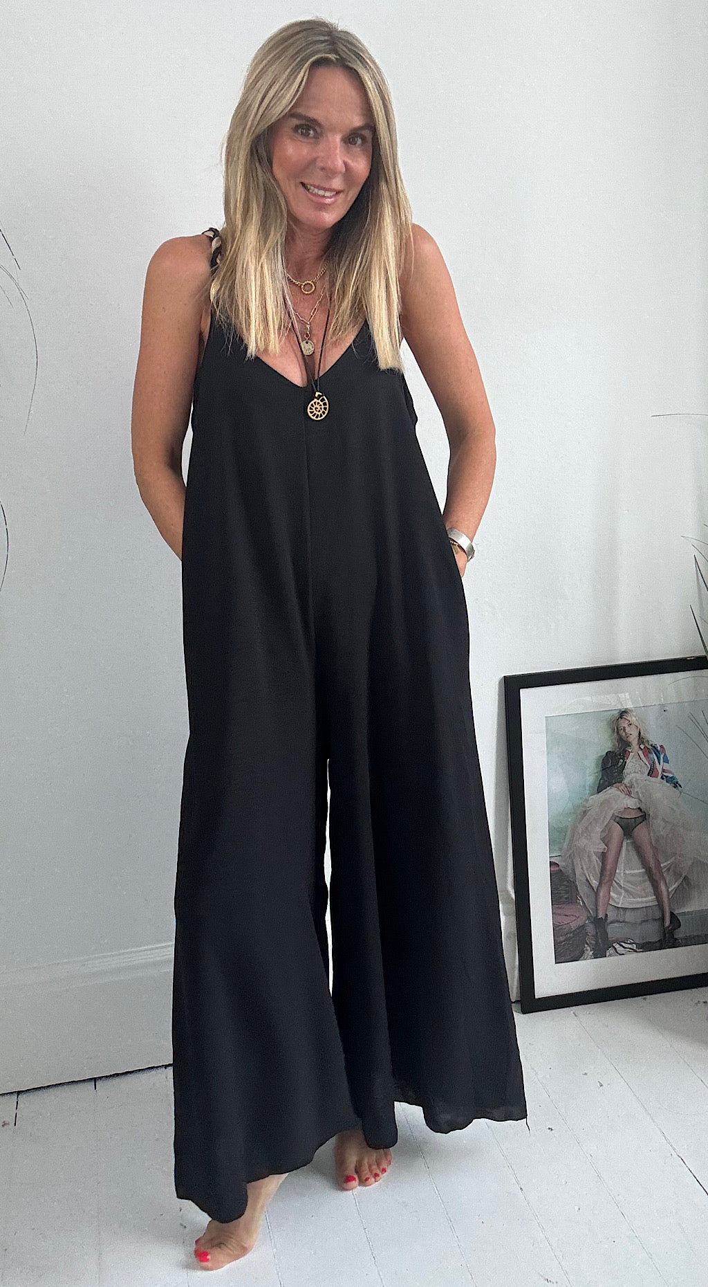Plaited Strap Jumpsuit Black