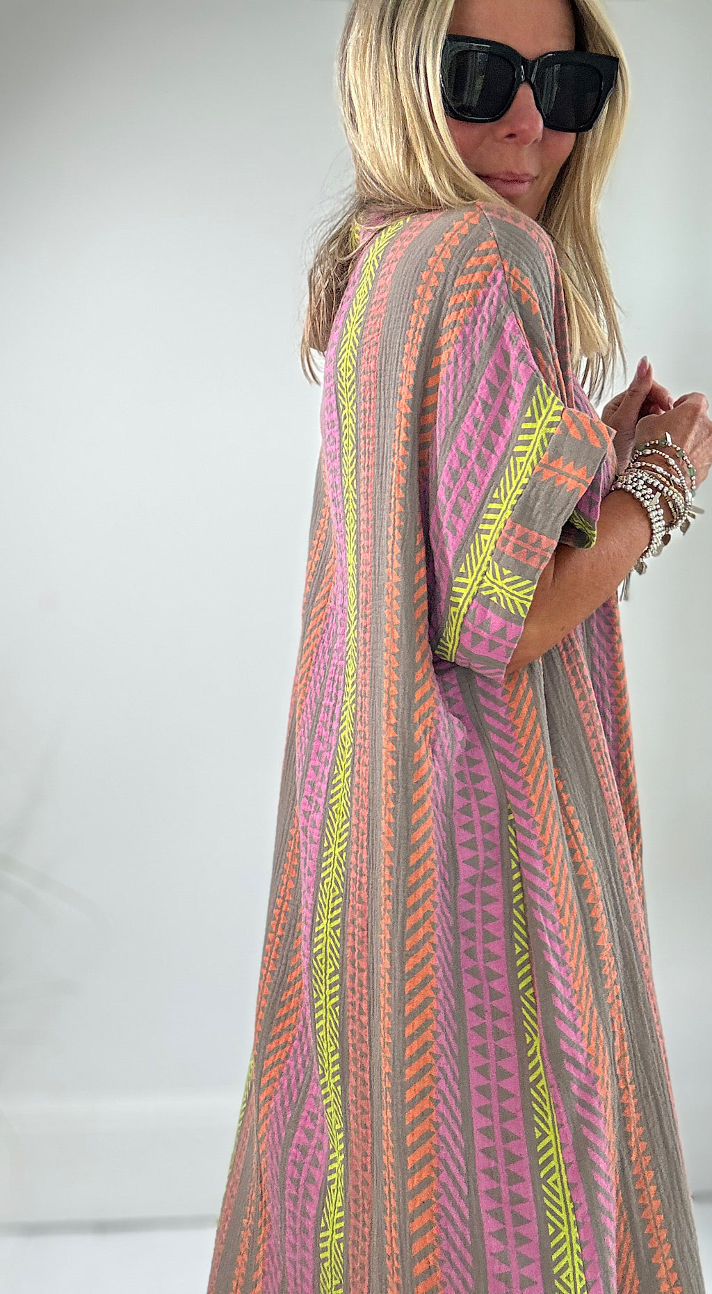 Beach Aztec shirt dress mocha