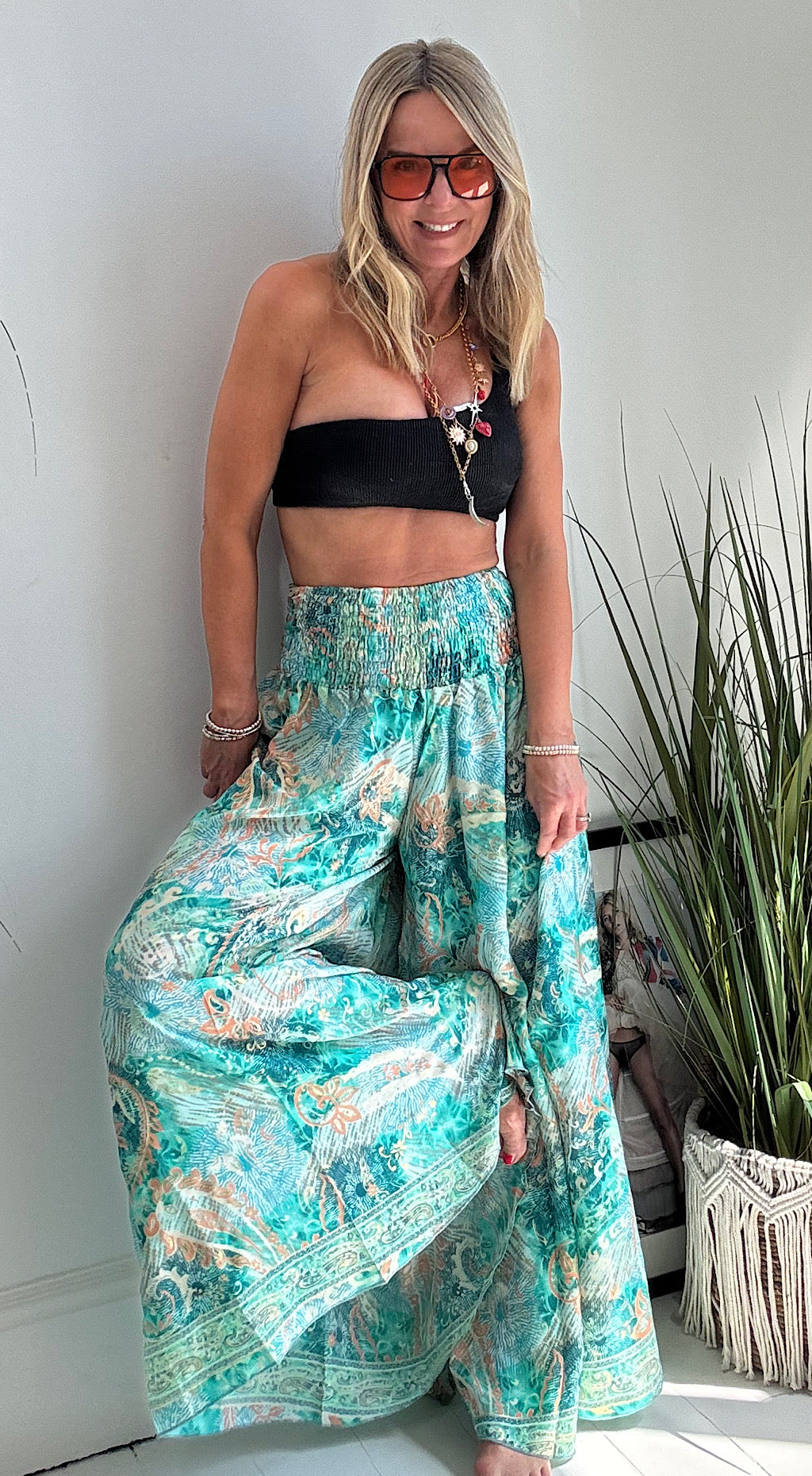 Turquoise Silk Palazzo
