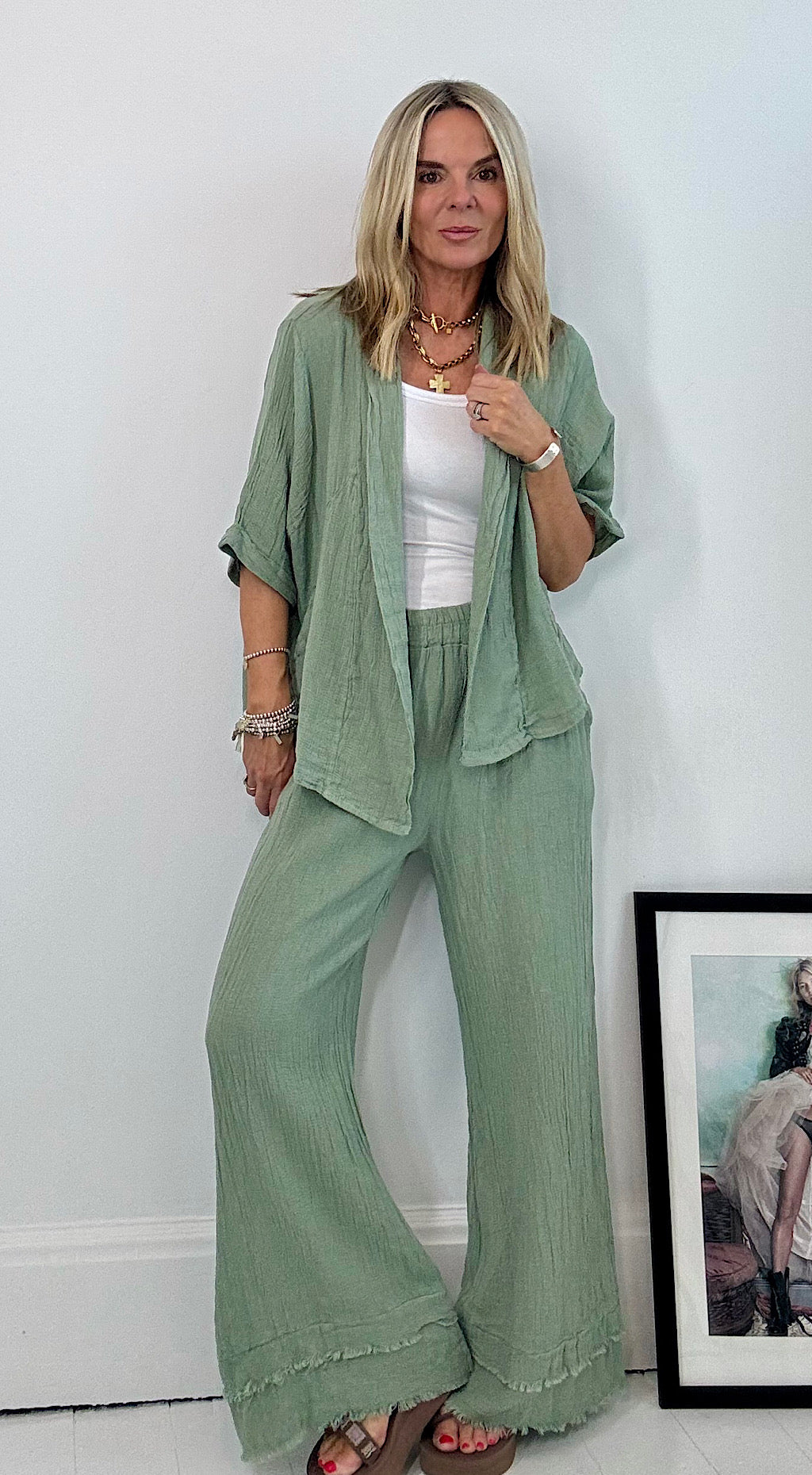 Linen Tea Bag Jacket - sage