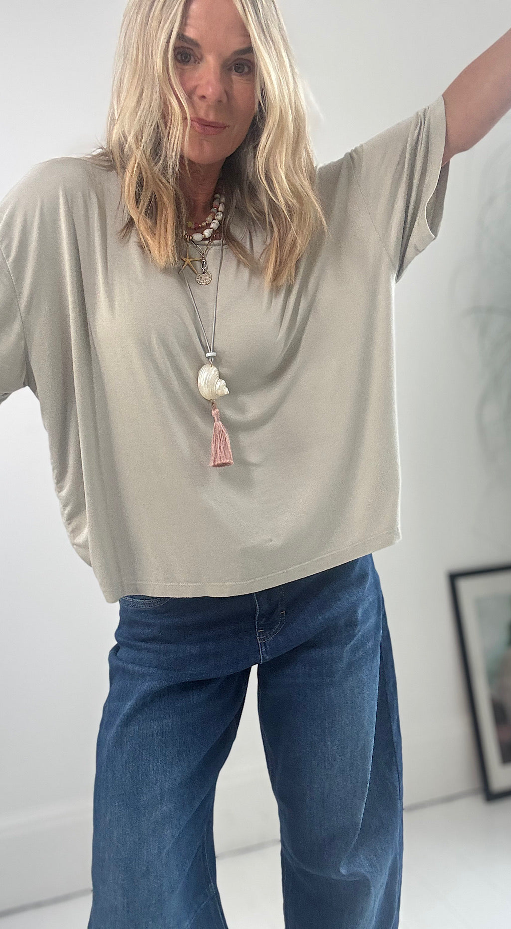 Boxy Slinky Tee - stone