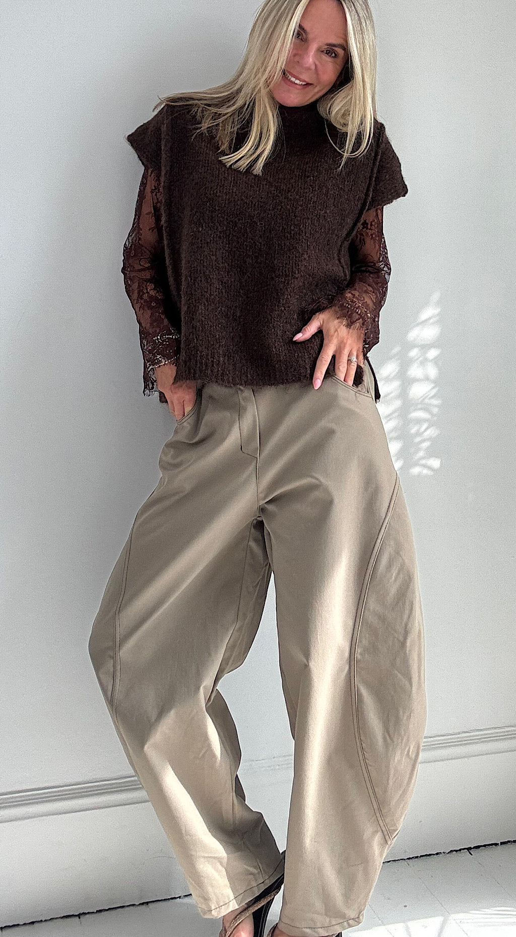 Taupe Barrel Pant