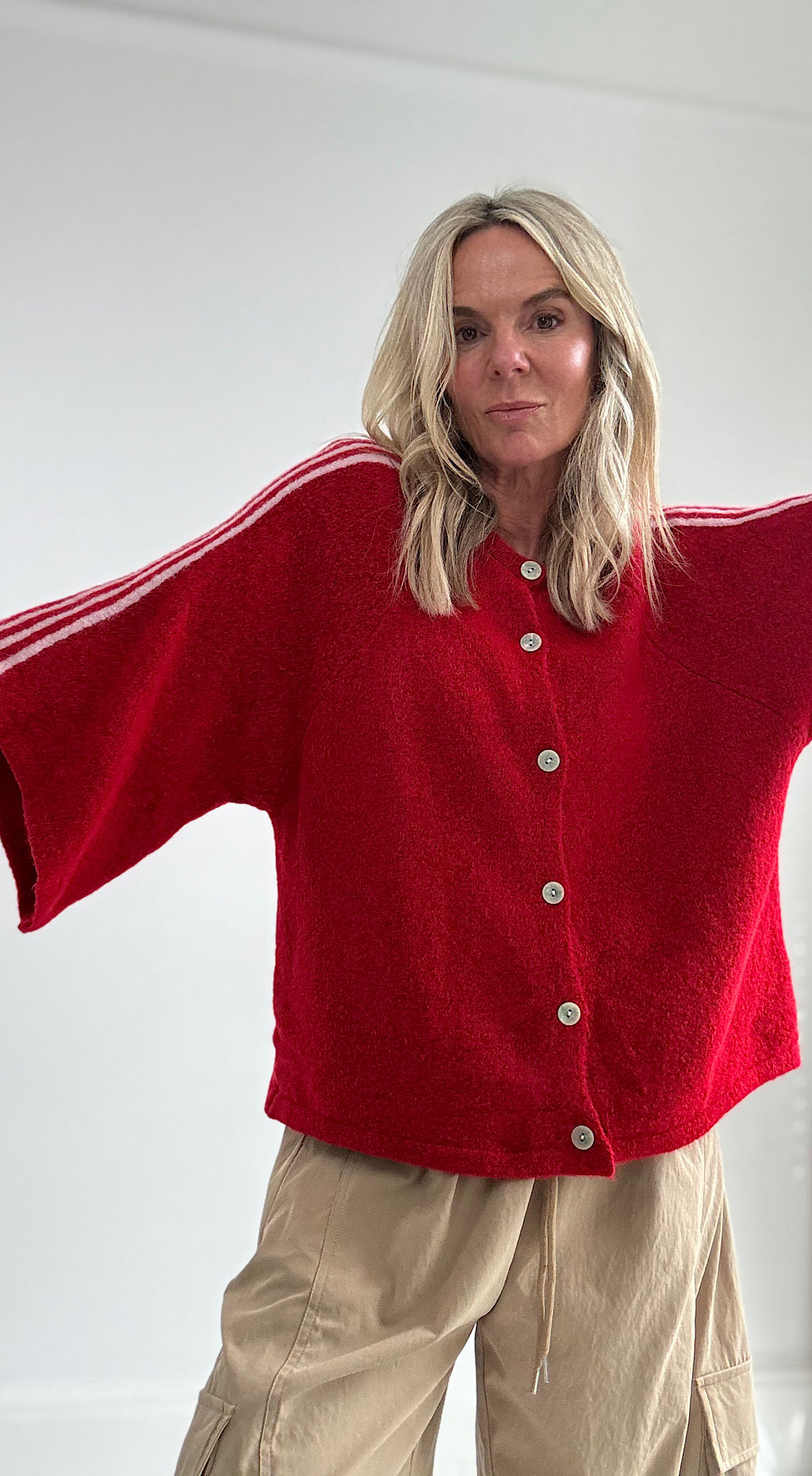 Retro Sporty Cardigan - red