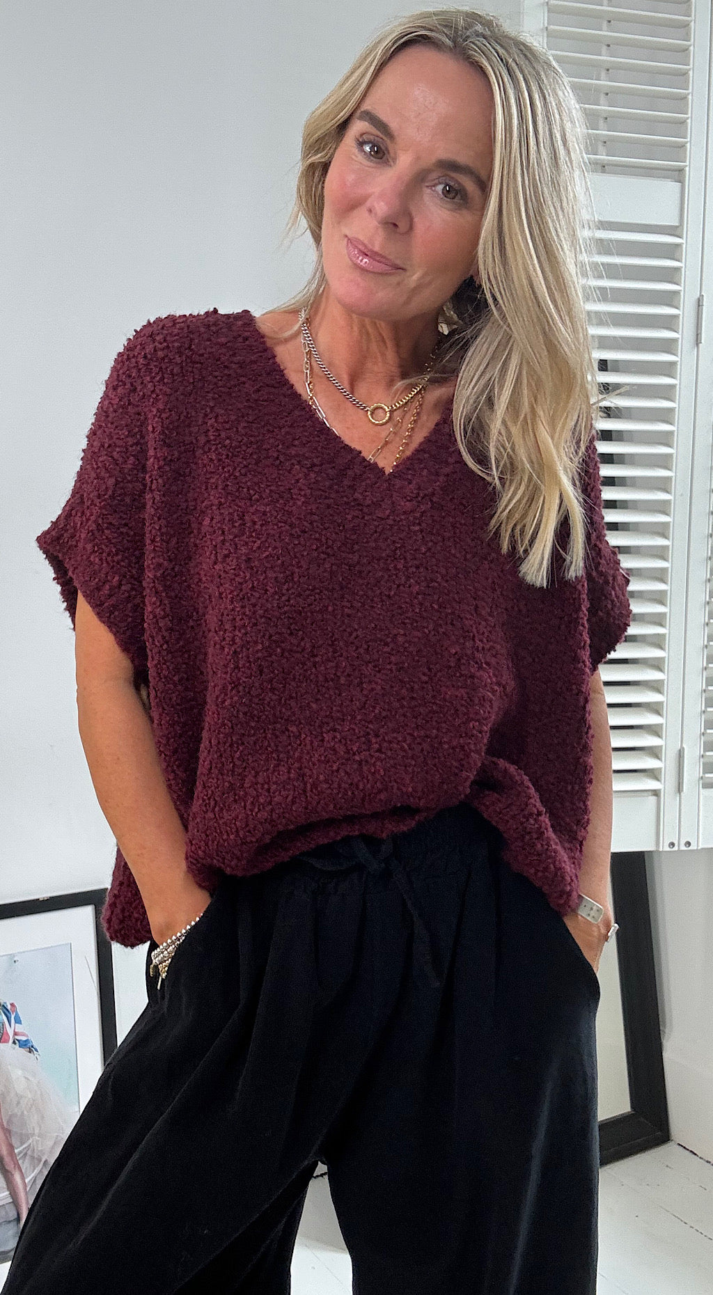 Knitted Tank Top - Burgundy