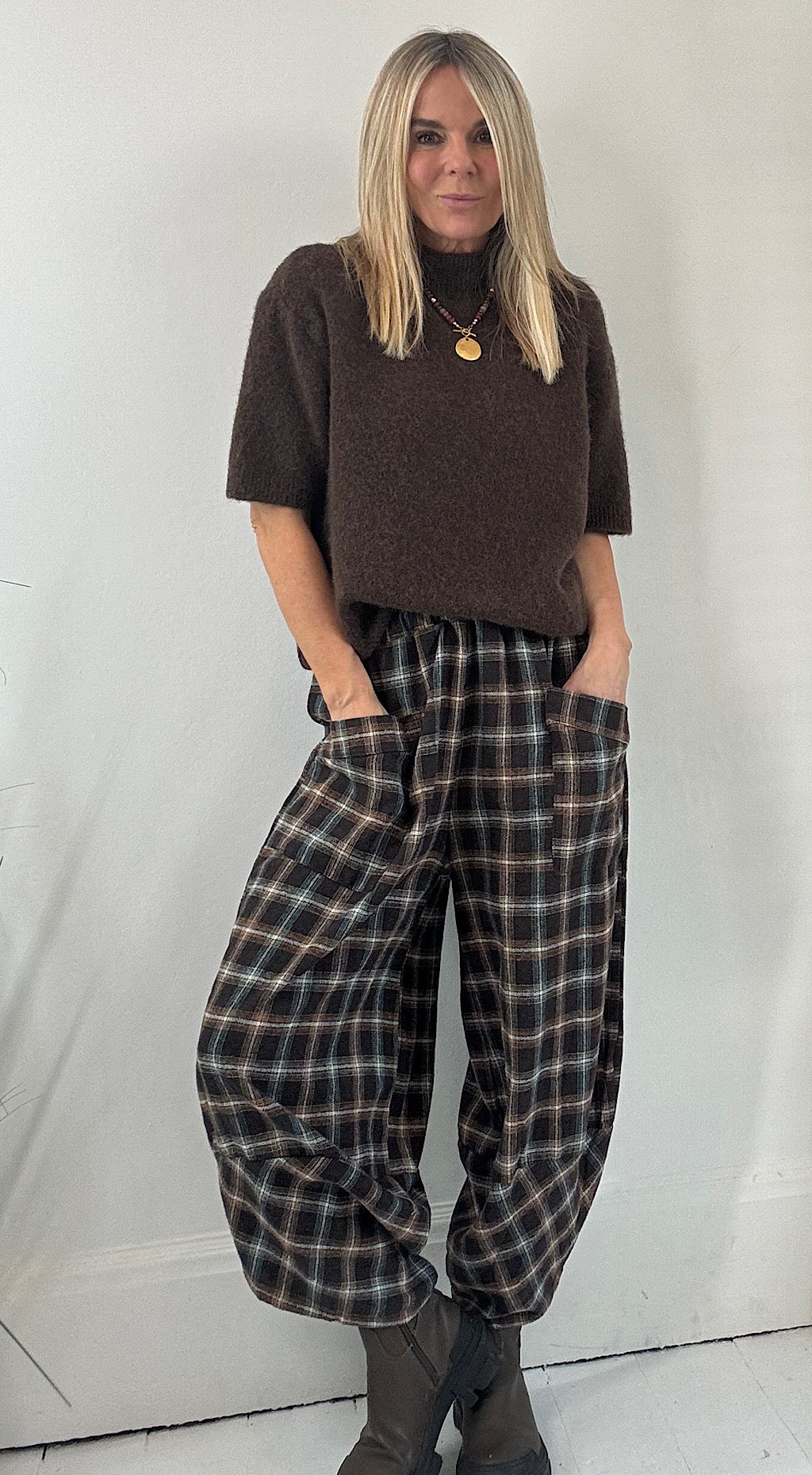 Alpaca Short Sleeve Knit - brown