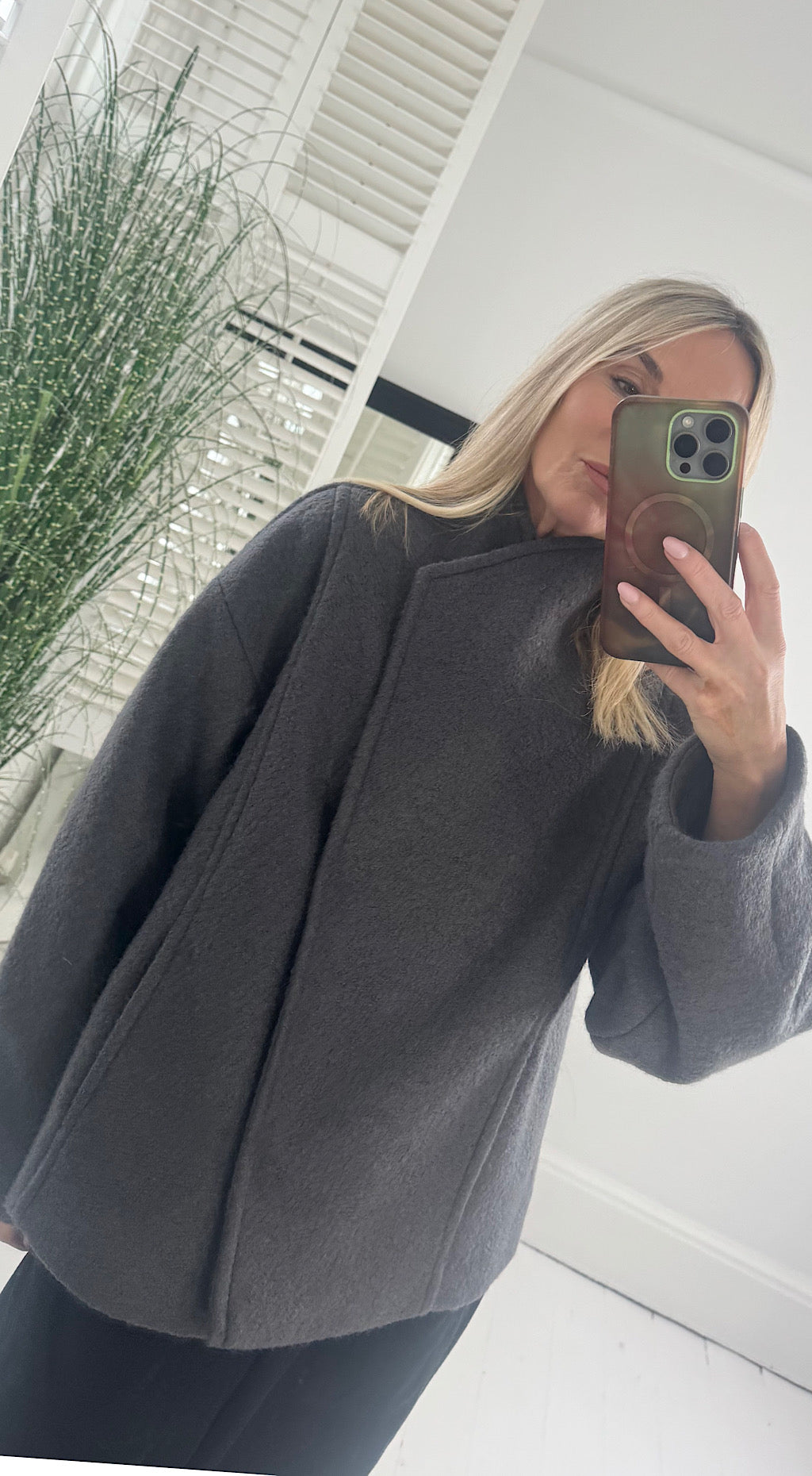 Asymmetric Short Wool Coat