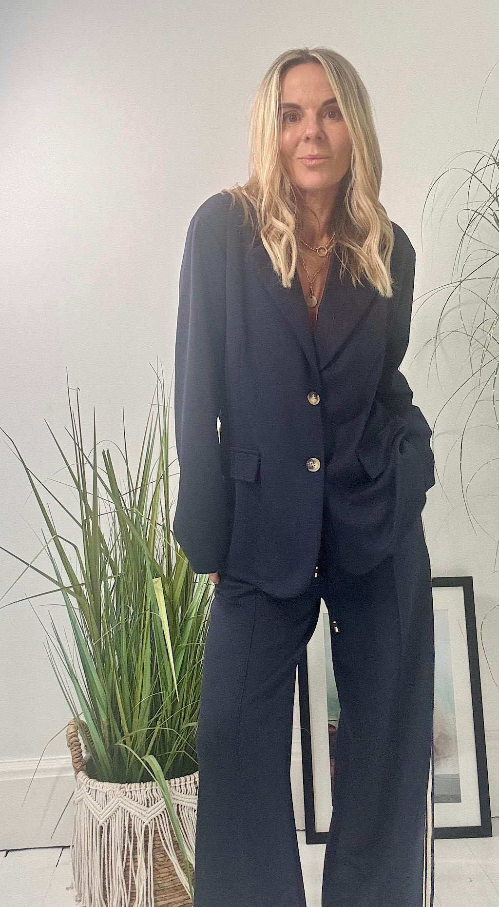 Sporty Blazer Suit - Navy