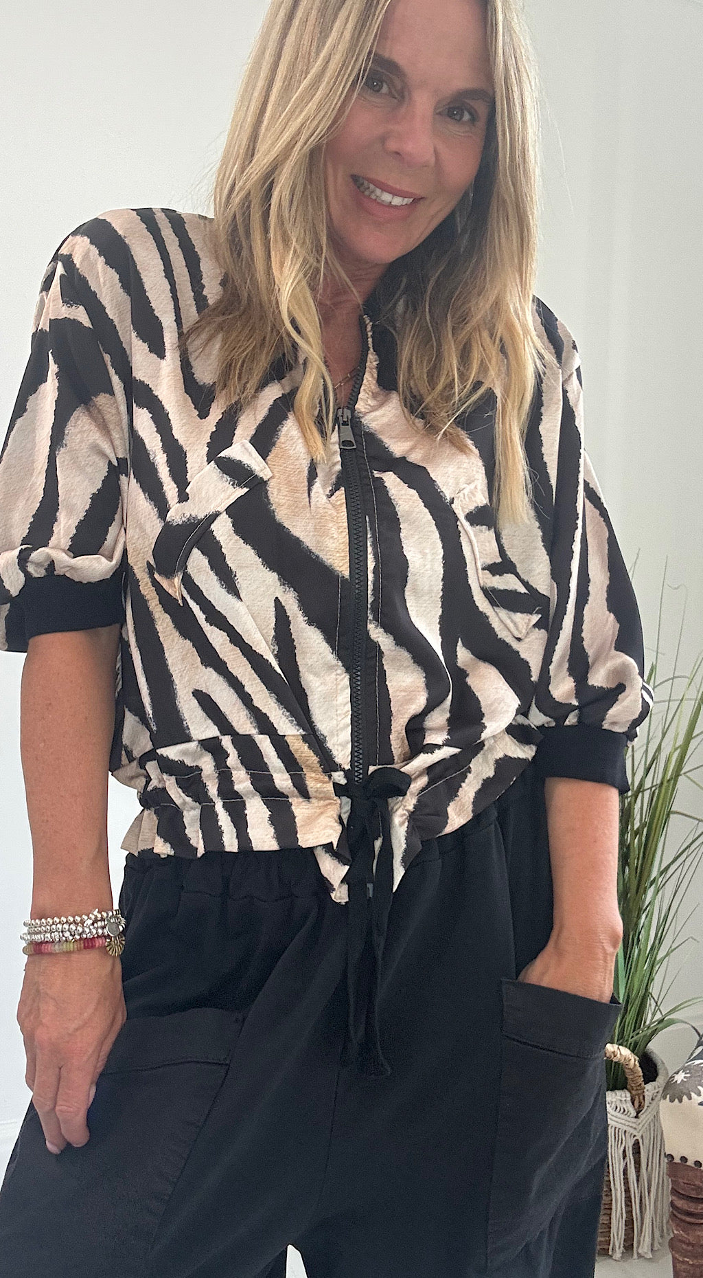 Animal Bomber Style Jacket - black