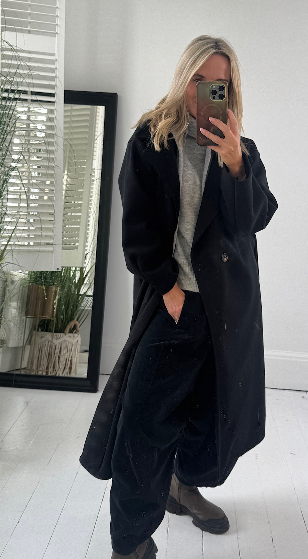 Hooded Duster Coat - black
