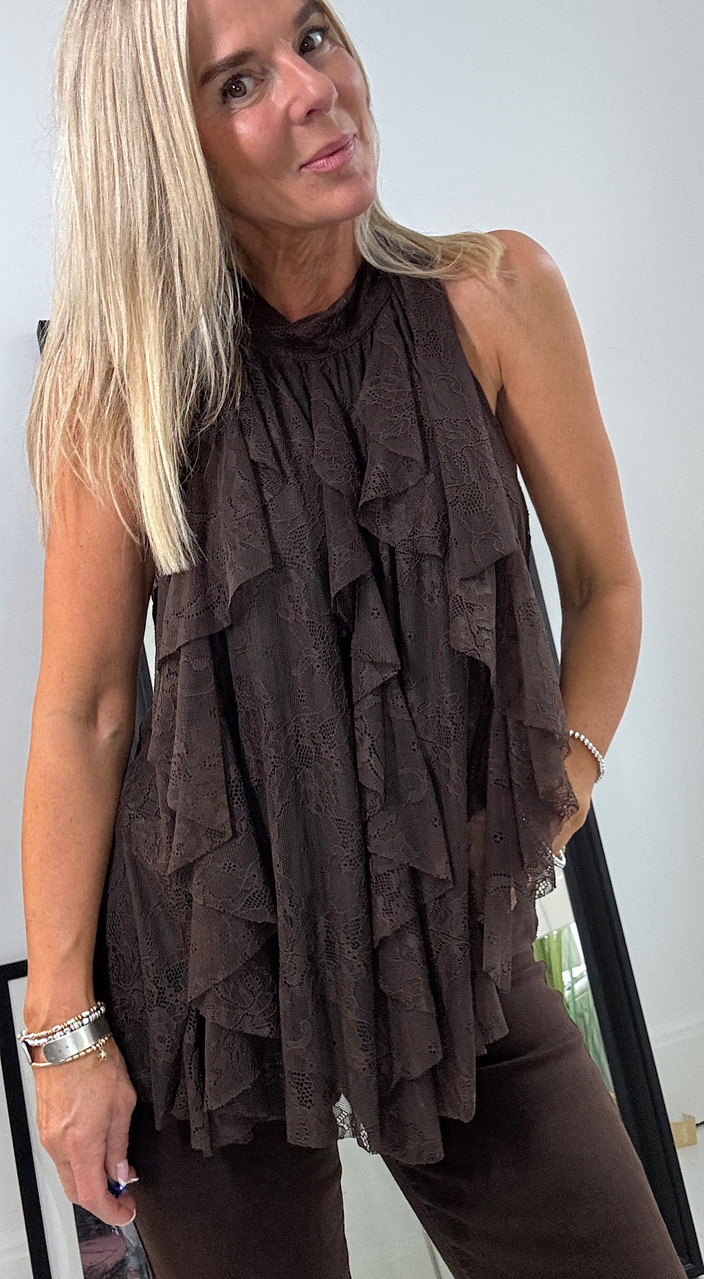 Vintage lace top brown