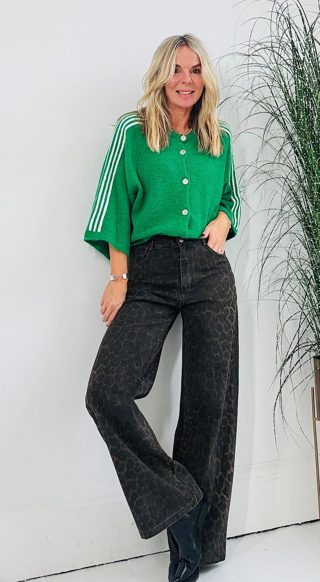 Retro Sporty Cardigan - green