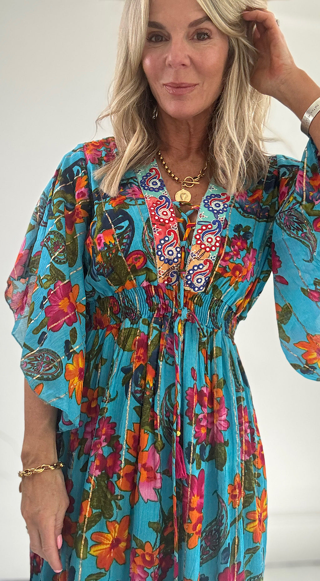 Floral turquoise maxi dress