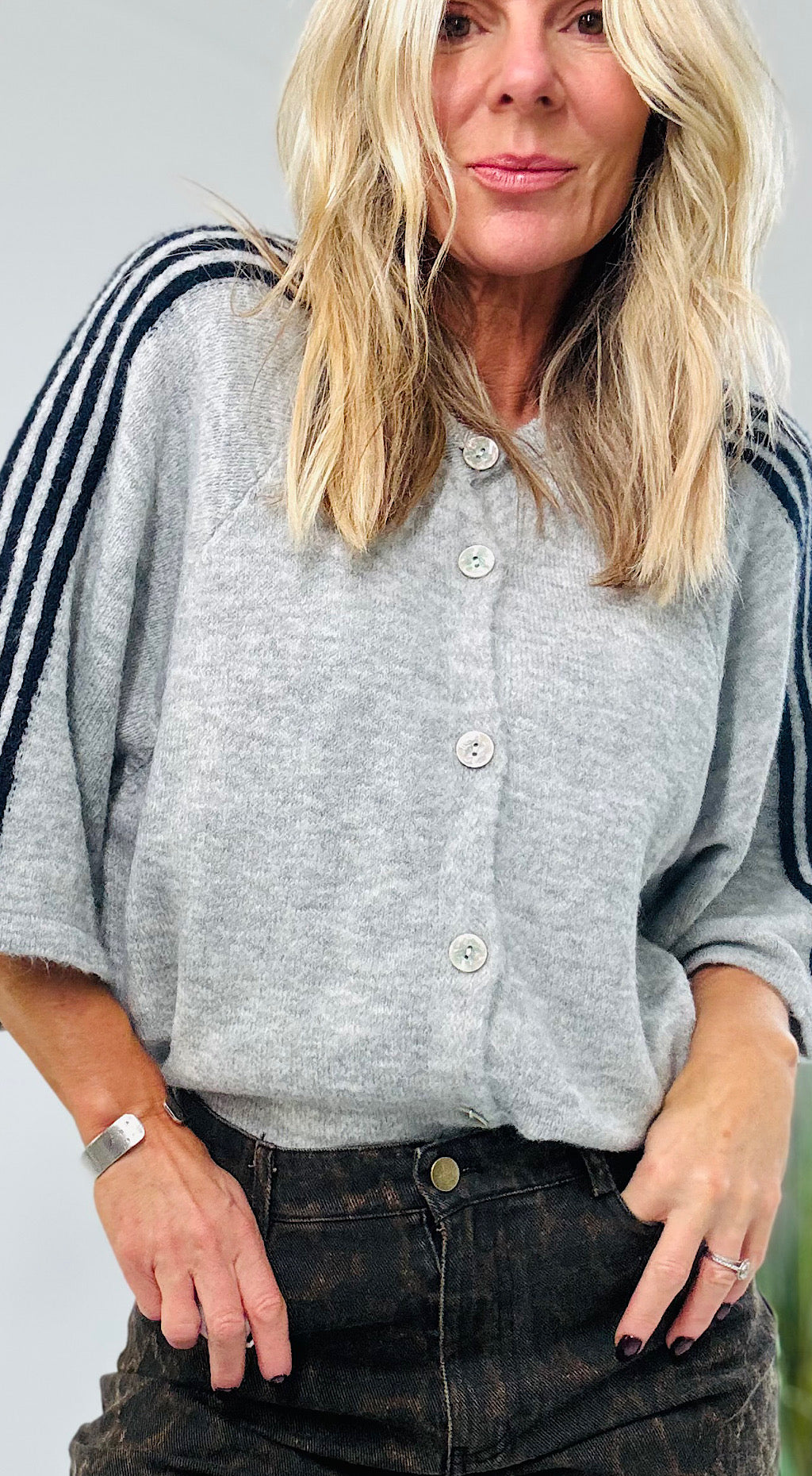Retro Sporty Cardigan - grey