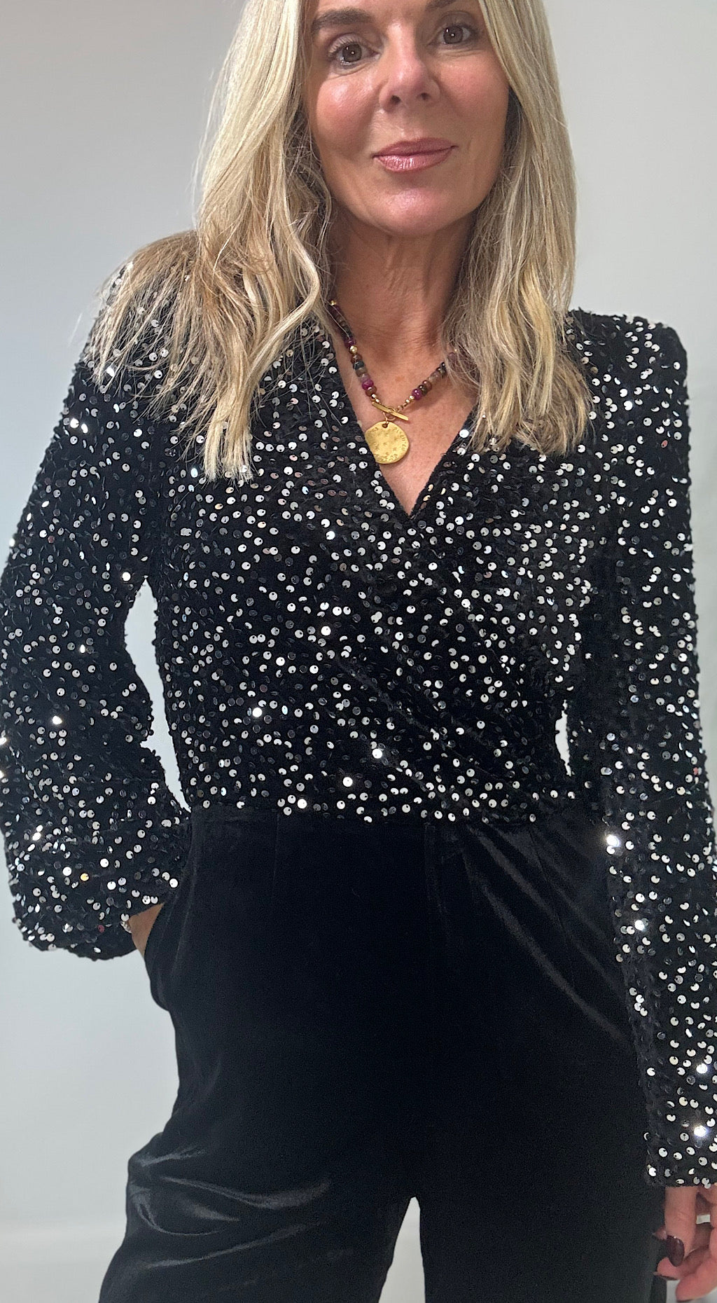 Sequin Velet Jumpsuit