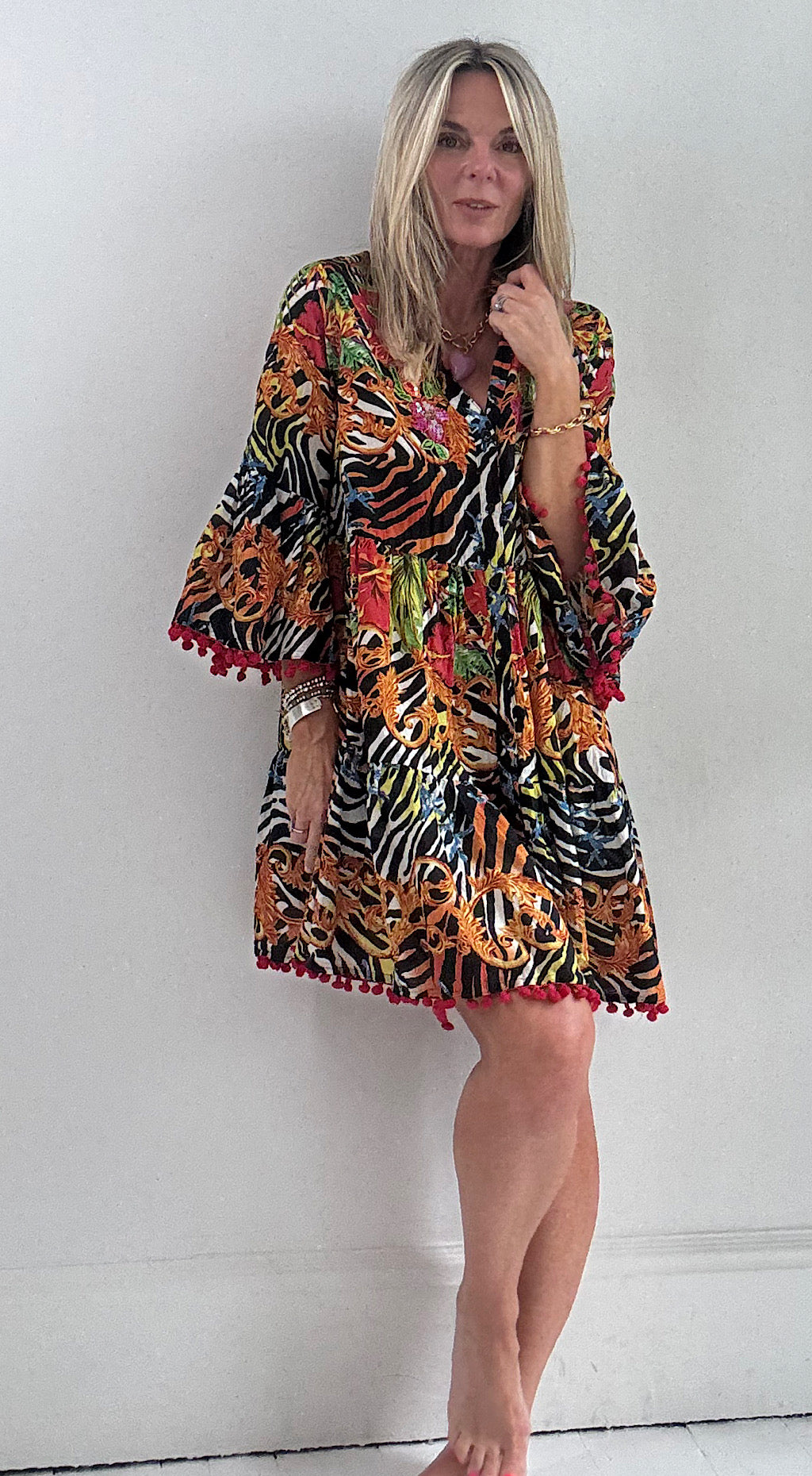 Indian smock dress zebra