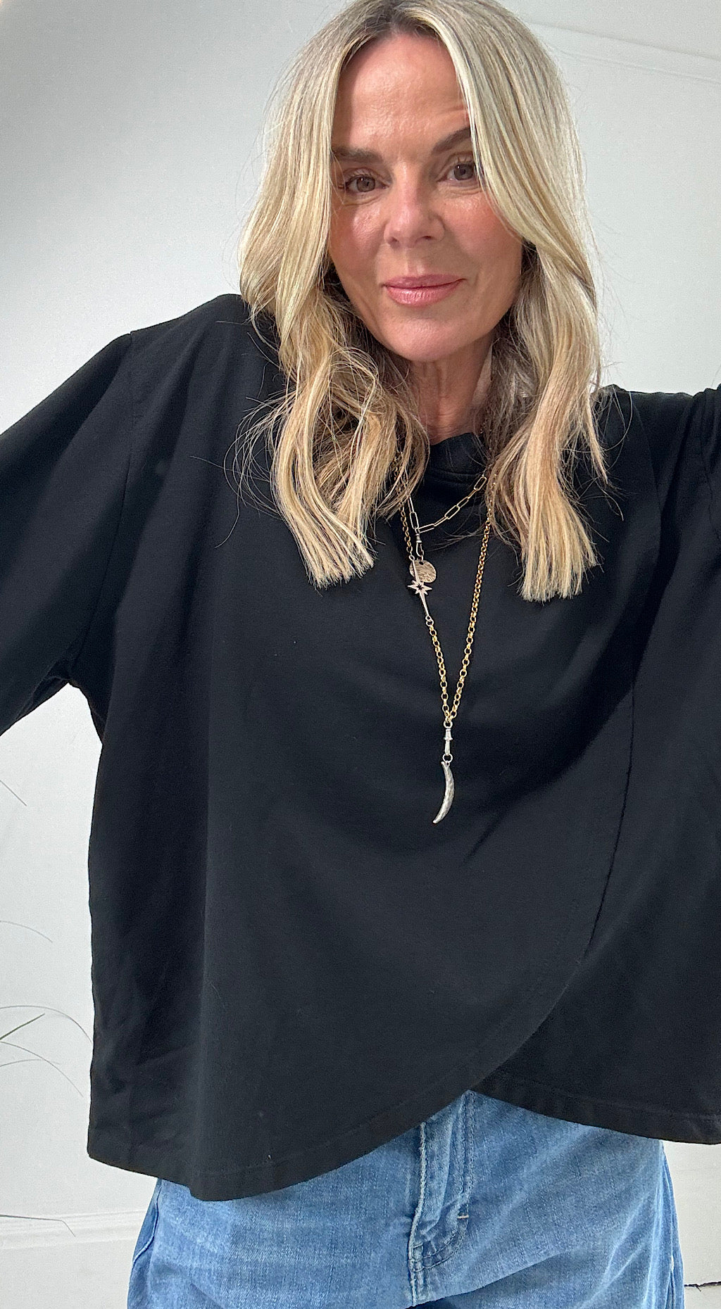 Crossover sweat top black