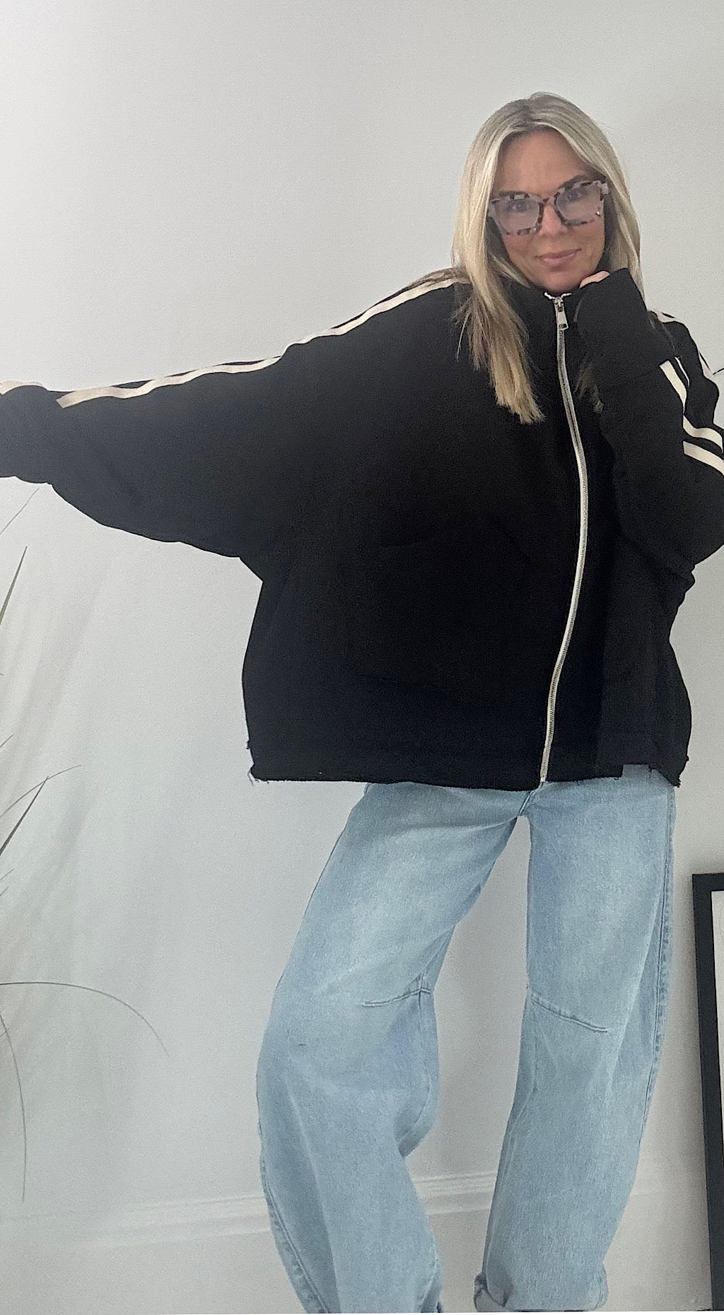 Zip up Sweat Top - black