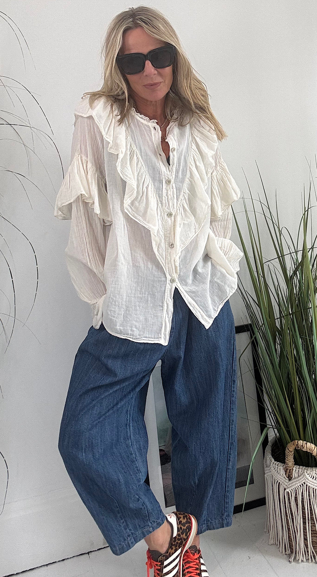 Cotton Frill Shirt - Cream