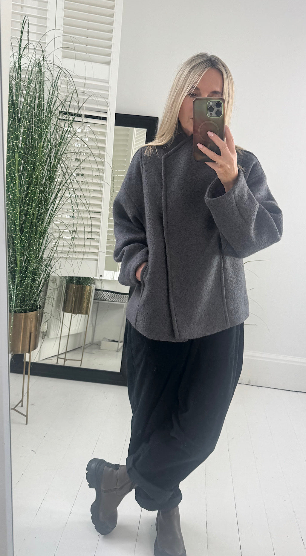 Asymmetric Short Wool Coat