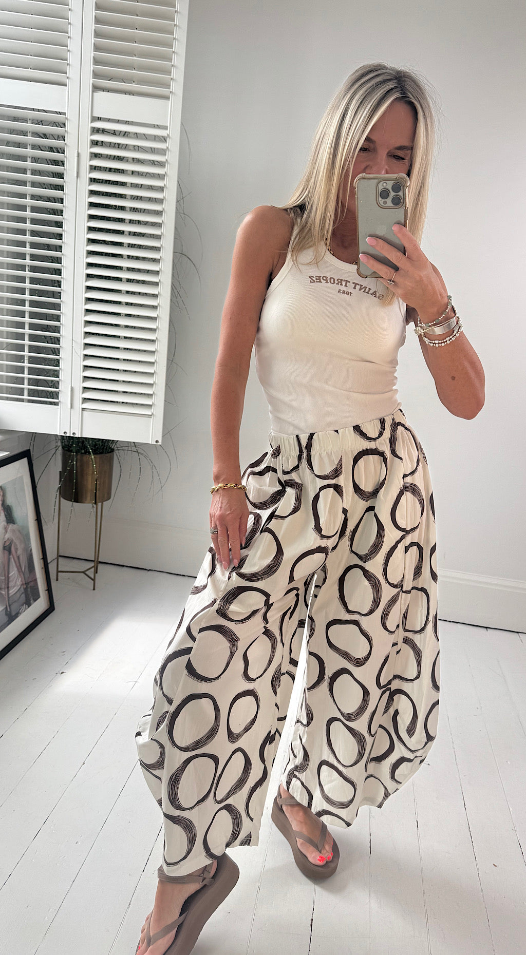 Circle cotton cocoon pant cream
