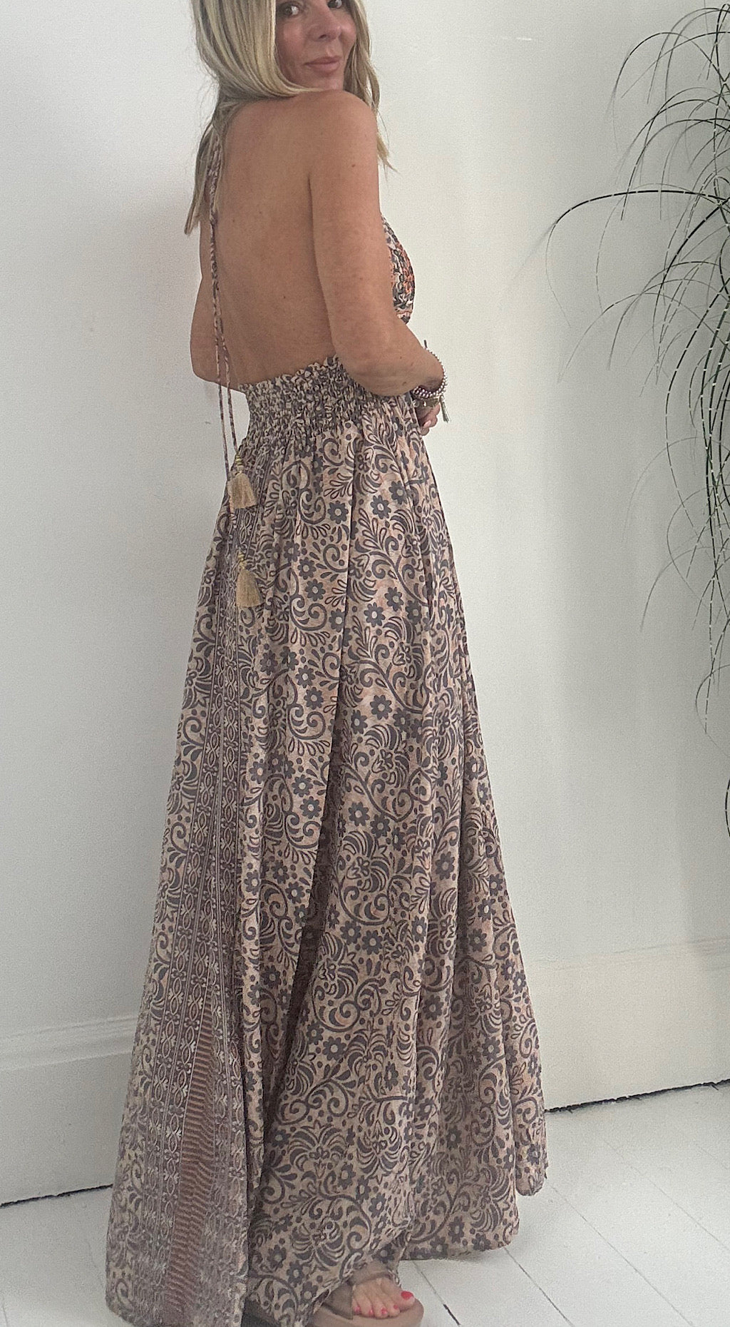 Lena Beach Dress - orange/grey mix