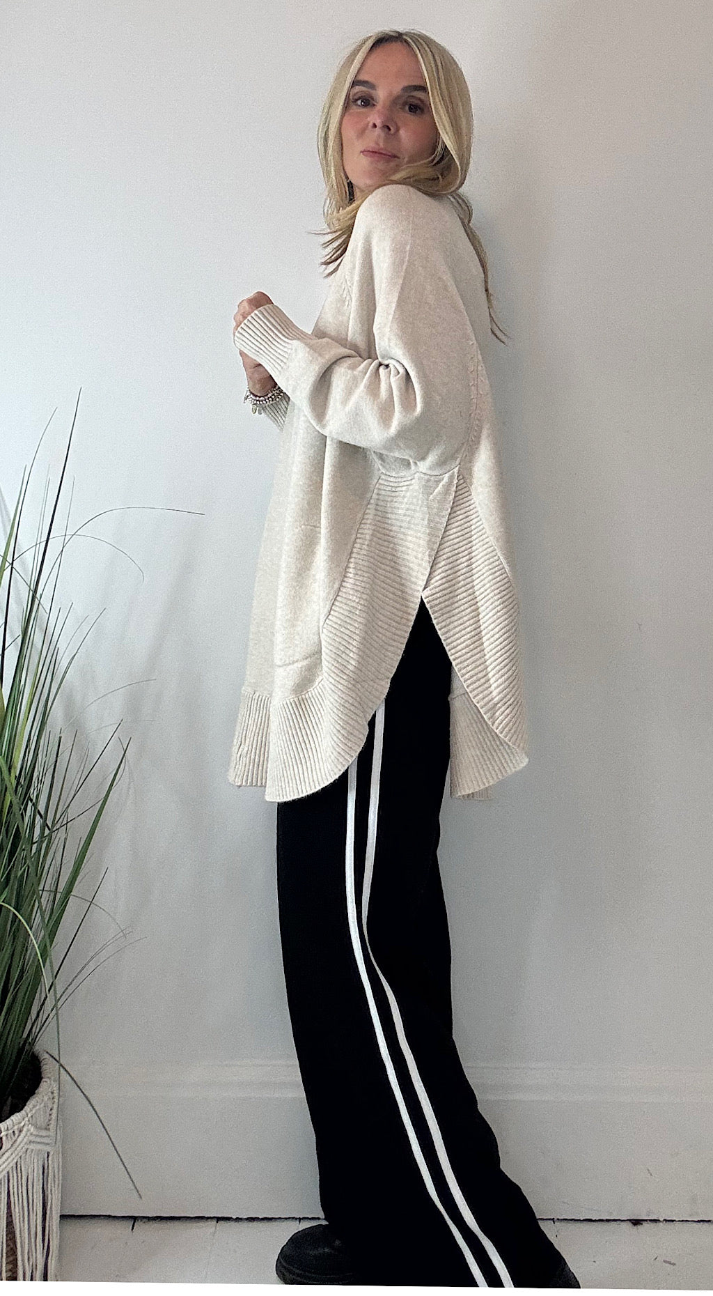 Side stripe palazzo track pant