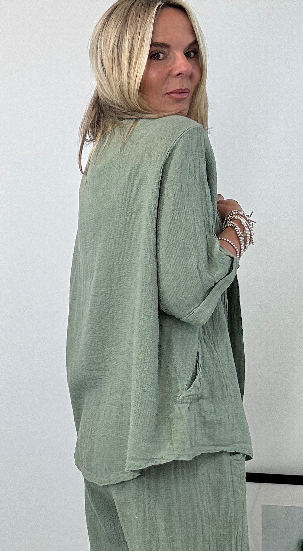 Linen Tea Bag Jacket - sage