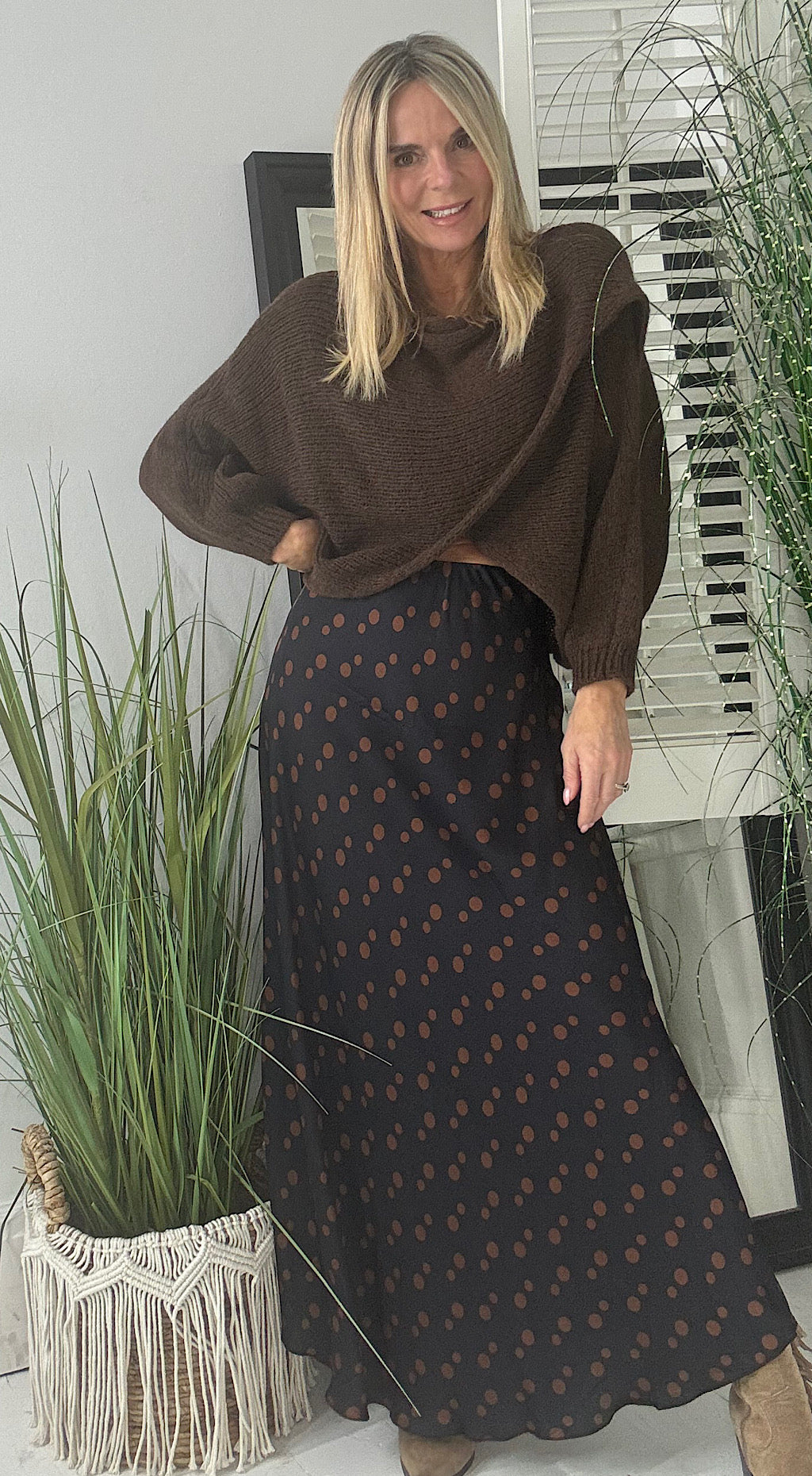 Polka Dot Sateen Skirt