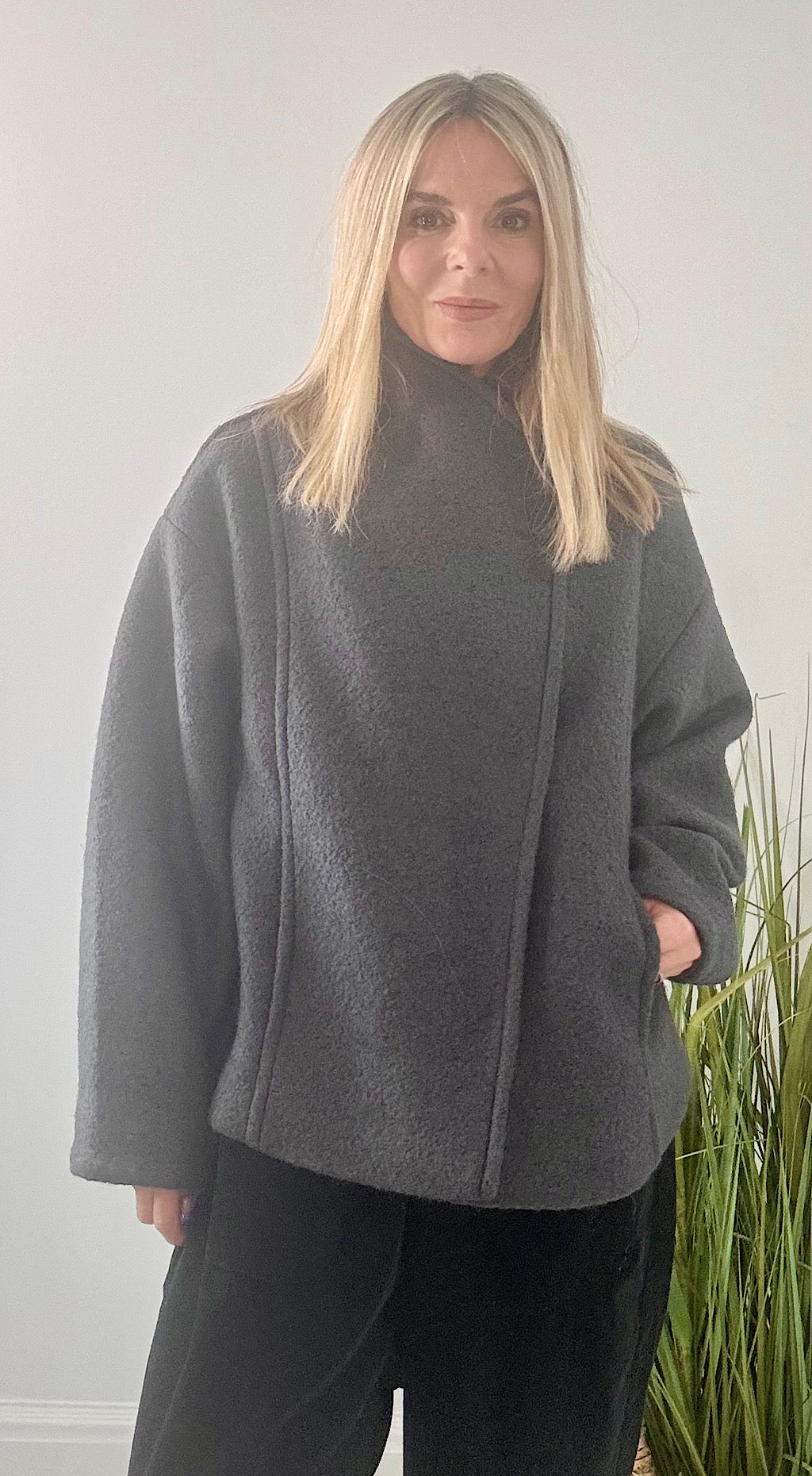 Asymmetric Short Wool Coat