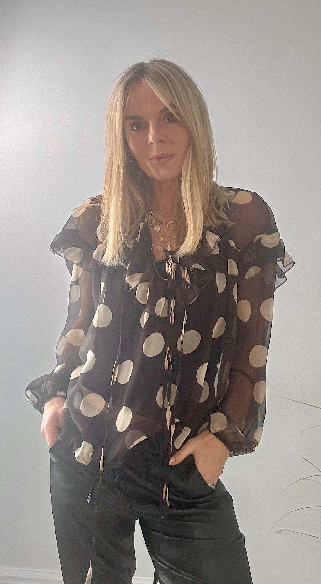 Polka Dot Sheer Blouse