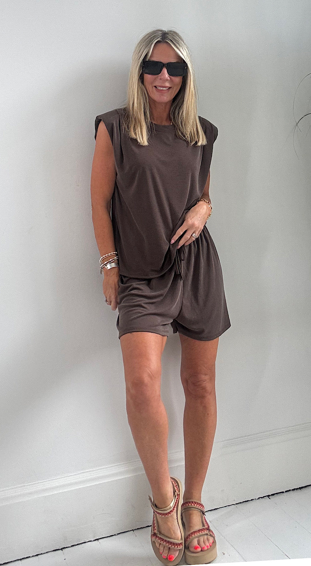 Brown short suit
