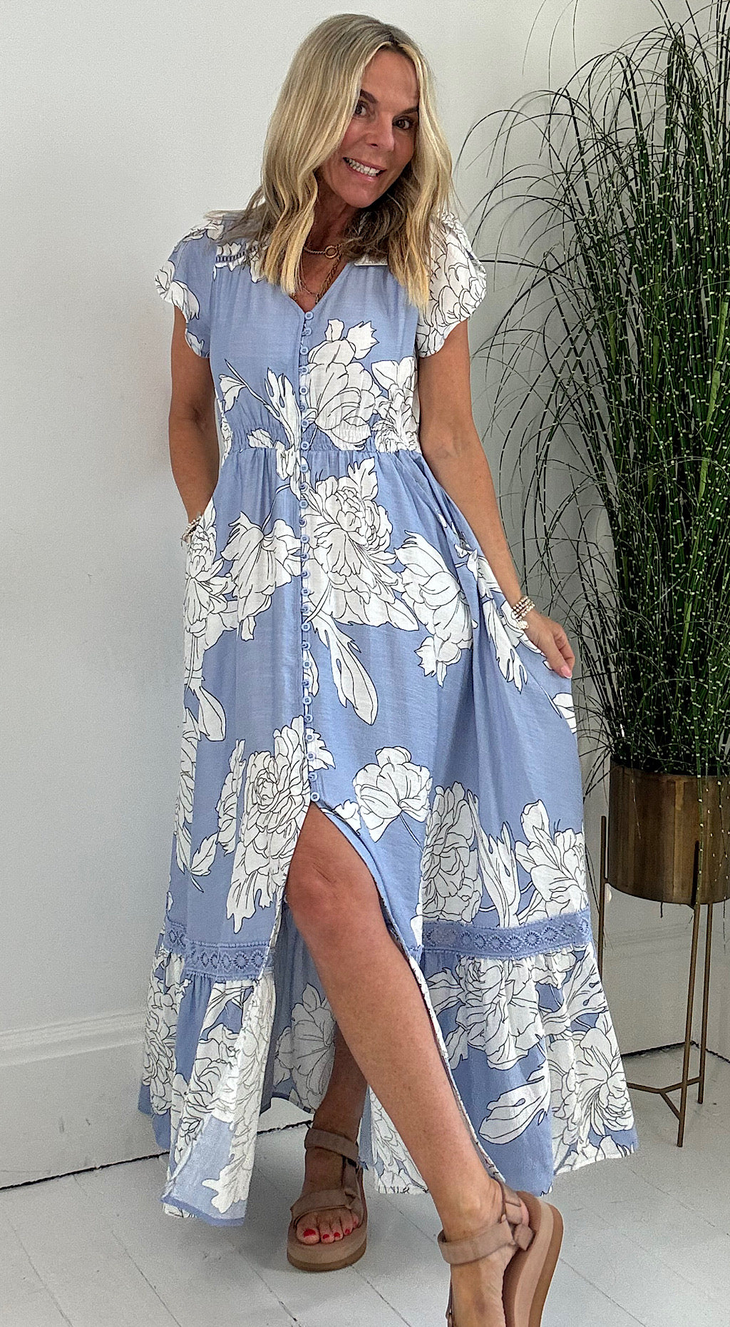 Stella Dress - blue floral