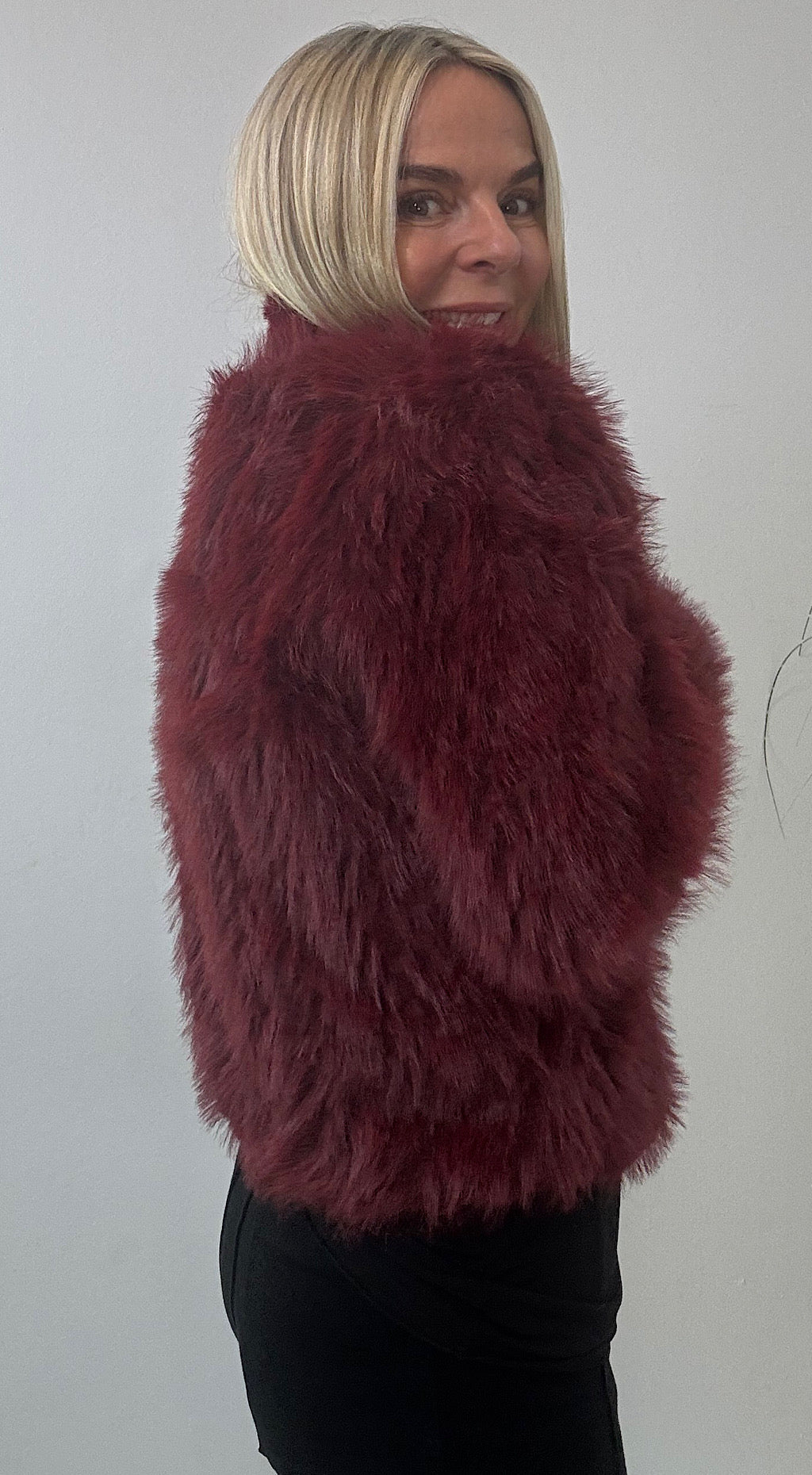 Fur Cardigan Burgundy