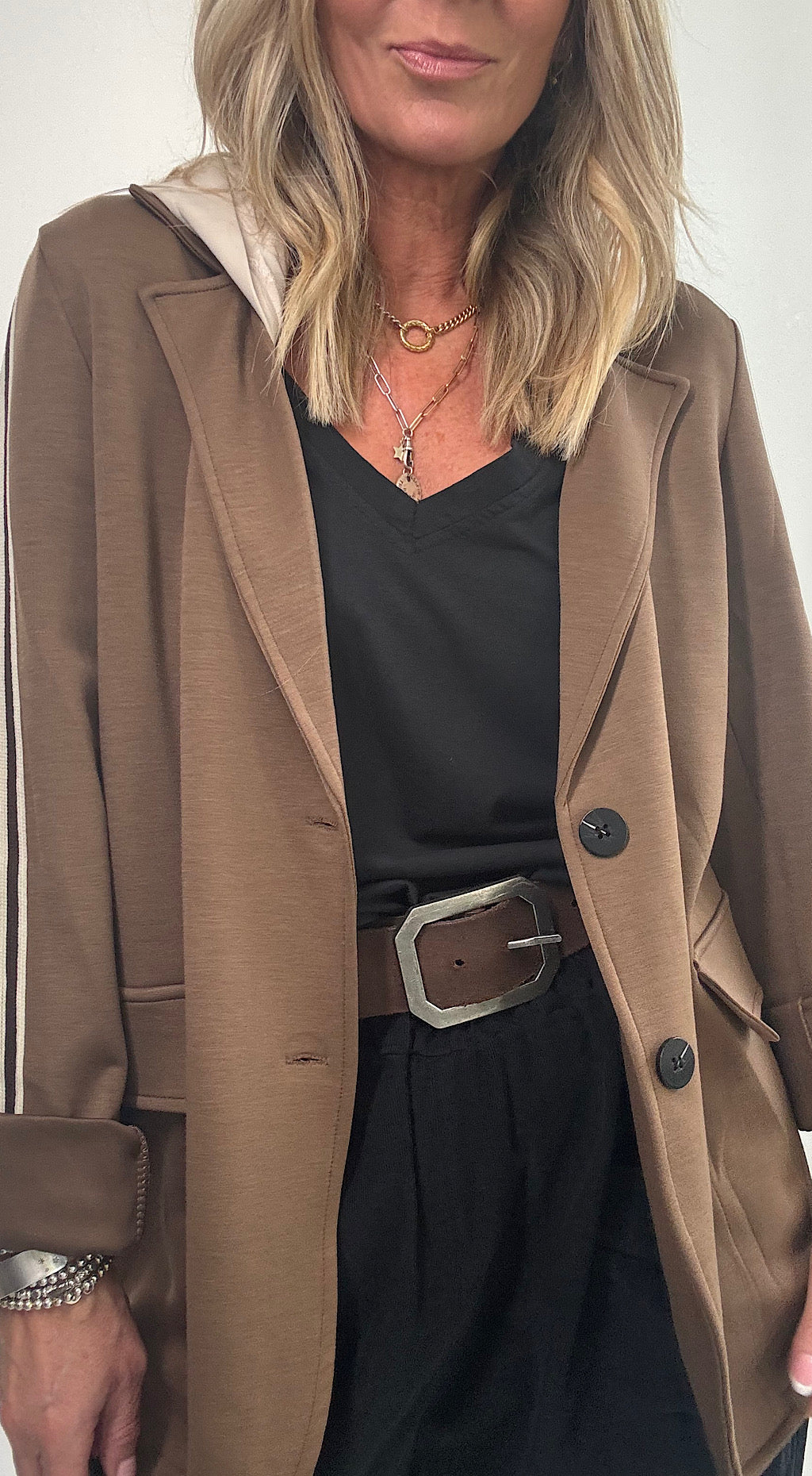 Scuba hooded blazer mocha